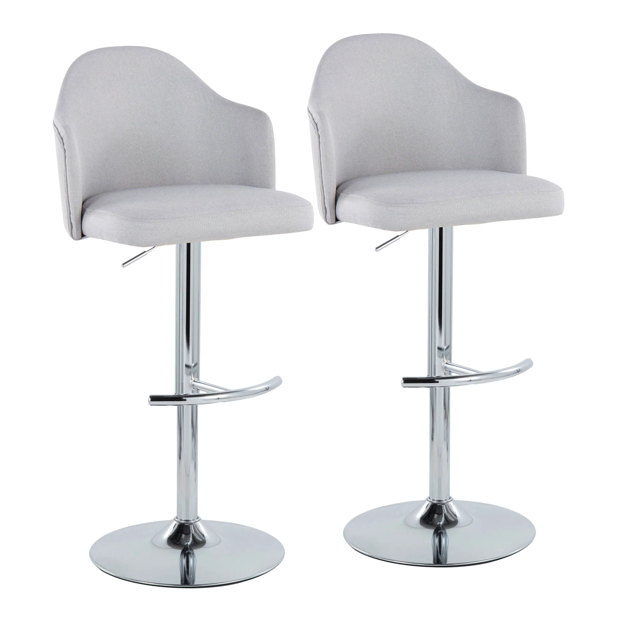 Ahoy - Contemporary Adjustable Barstool With Swivel With Rounded T Footrest (Set of 2) - Image 4