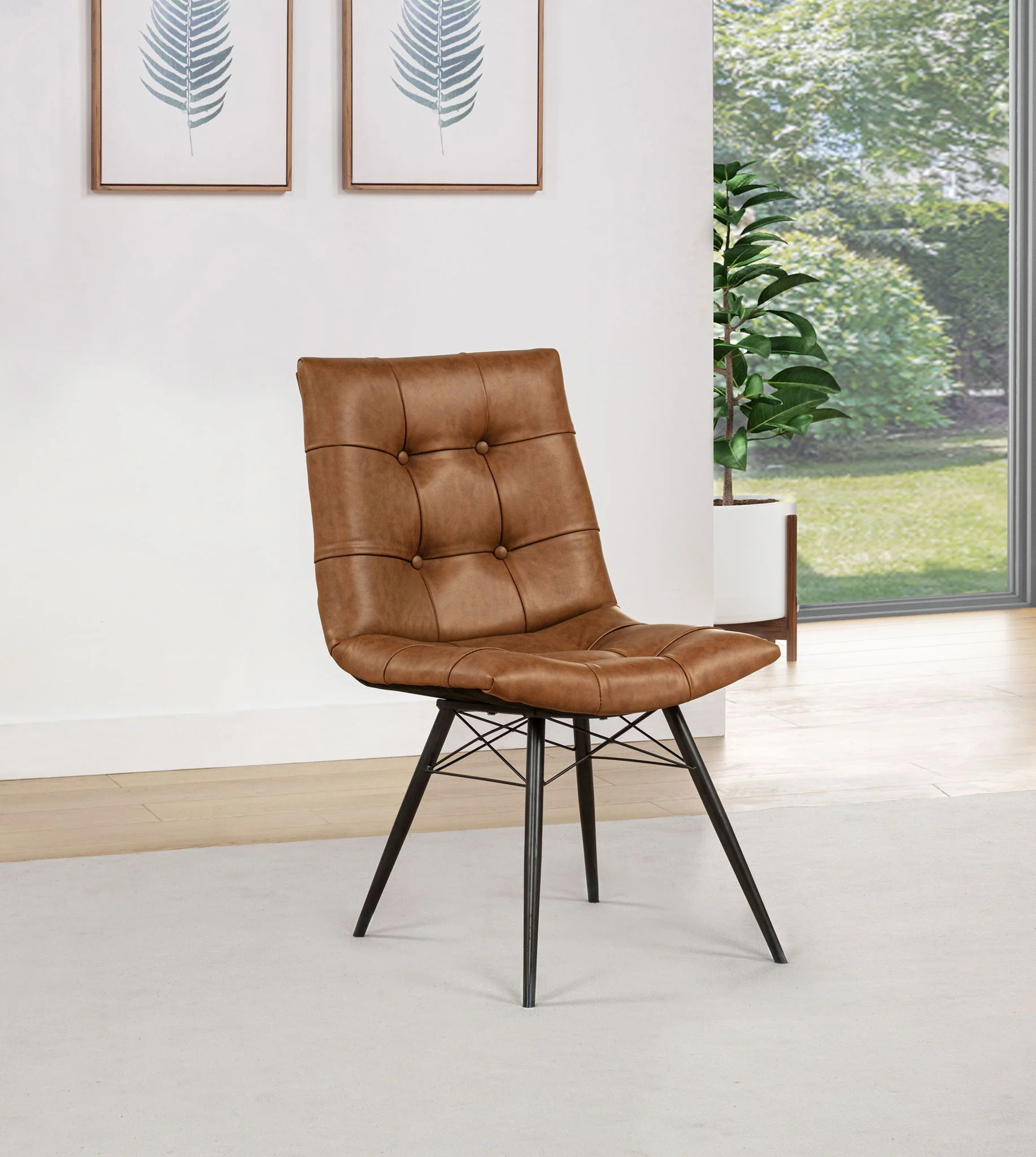 Aiken Faux Leather Upholstered Dining Side Chair Saddle Brown (Set of 4) - Image 3