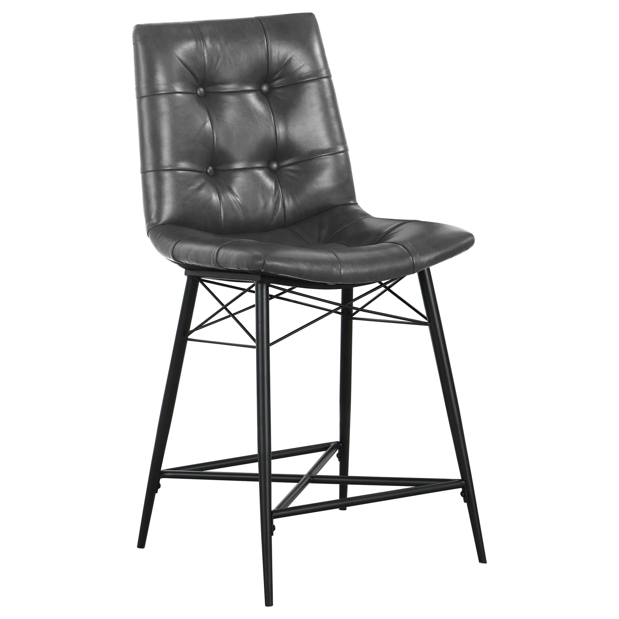 Aiken Upholstered Tufted Counter Chair Charcoal (Set of 2) - Image 2