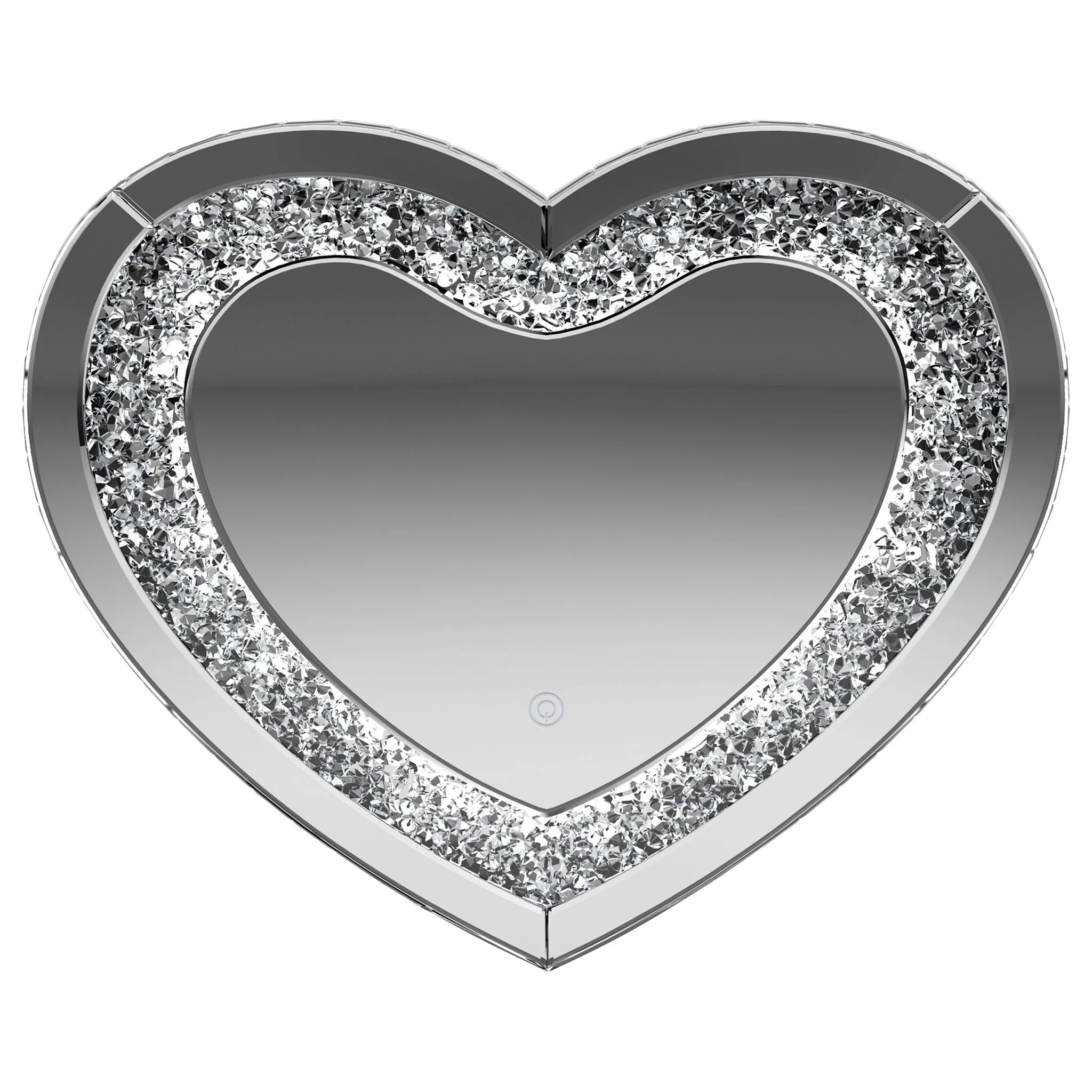 Aiko 36 x 30 Inch Heart Shaped LED Light Wall Mirror Silver - Image 2