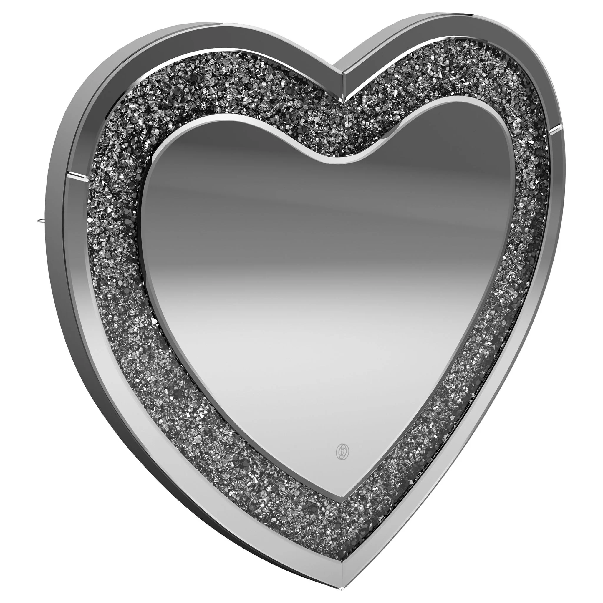 Aiko 36 x 30 Inch Heart Shaped LED Light Wall Mirror Silver - Image 3