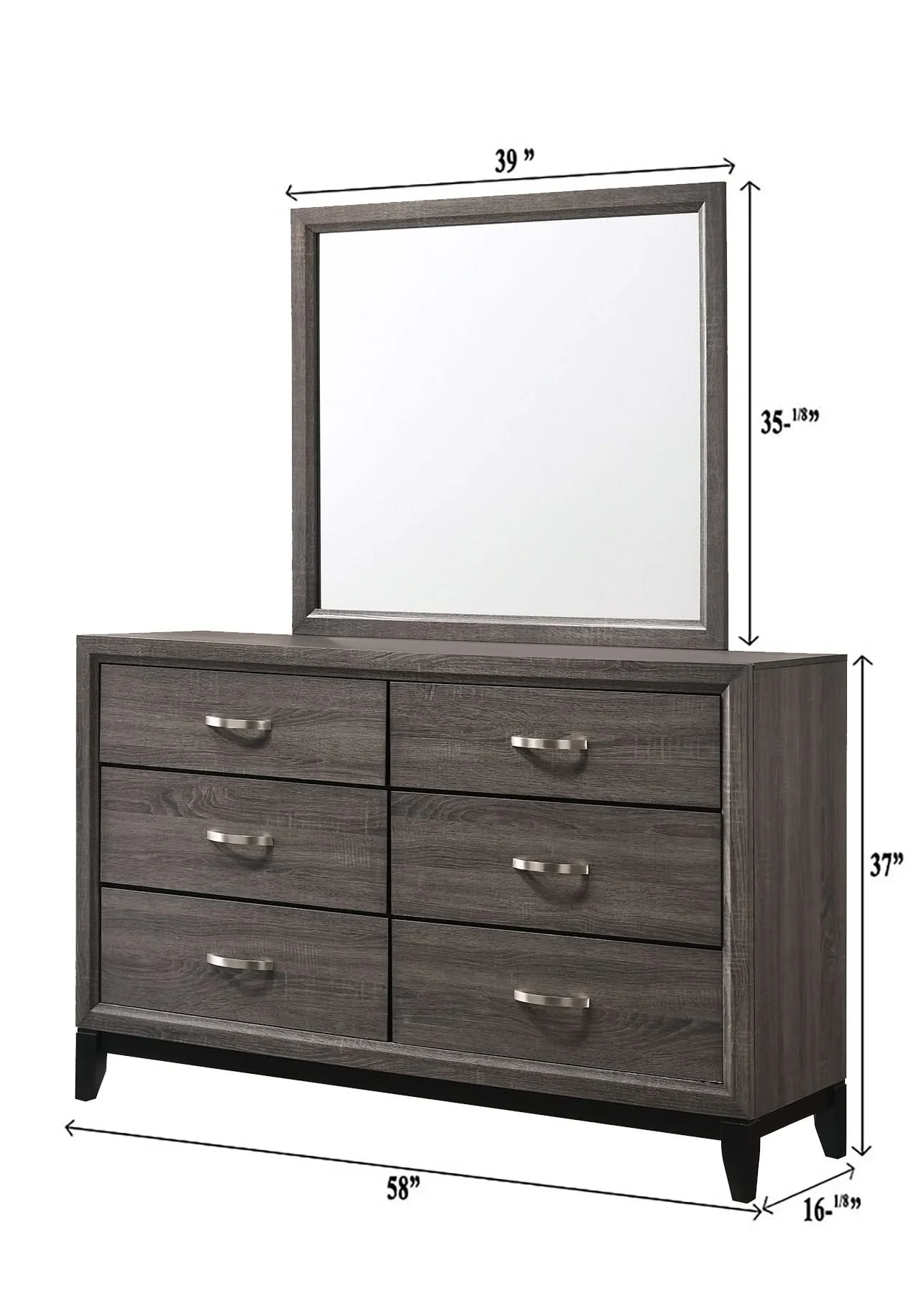Akerson - Dresser & Mirror- Gray - Image 2