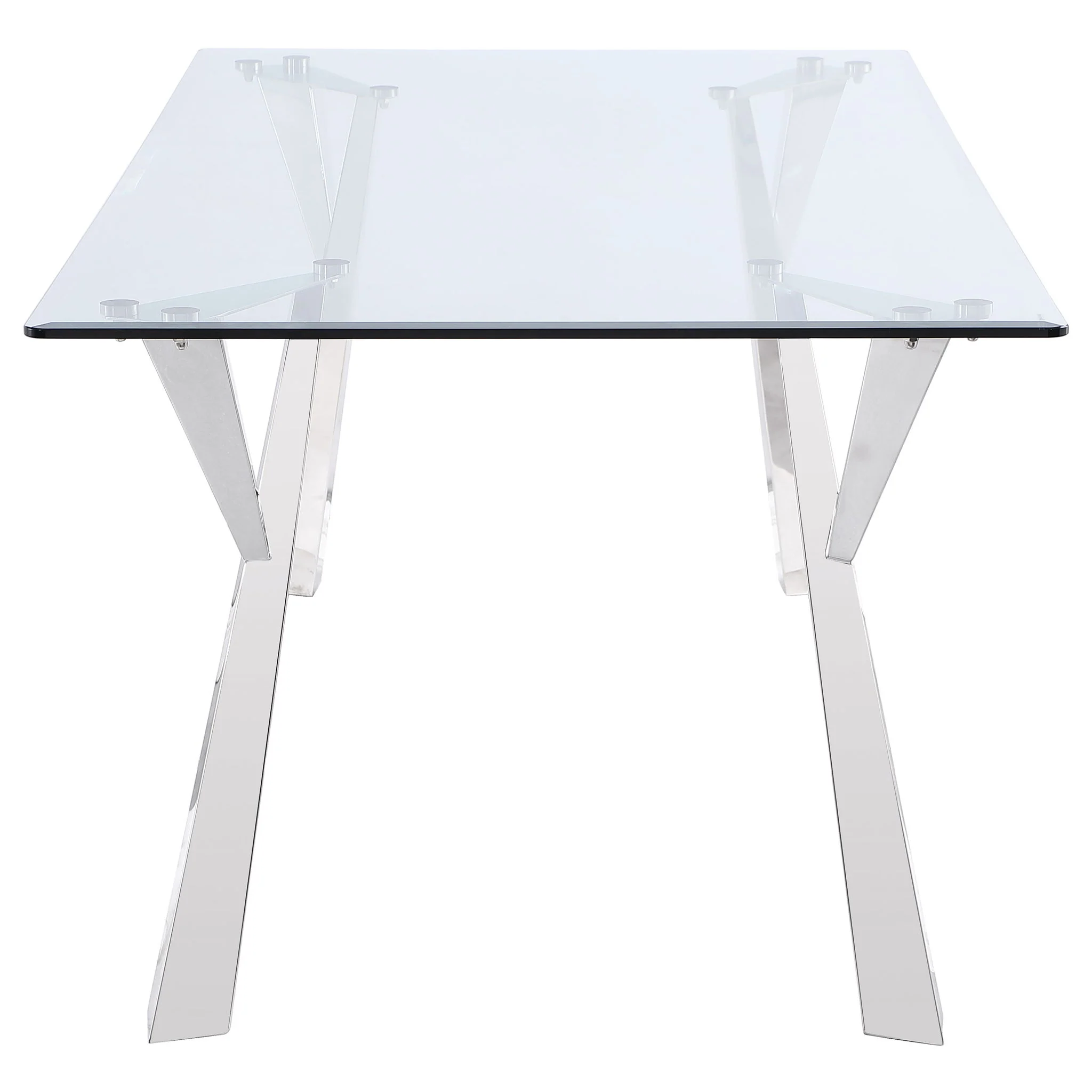 Alaia Rectangular 79-inch Glass Top Dining Table Chrome - Image 4