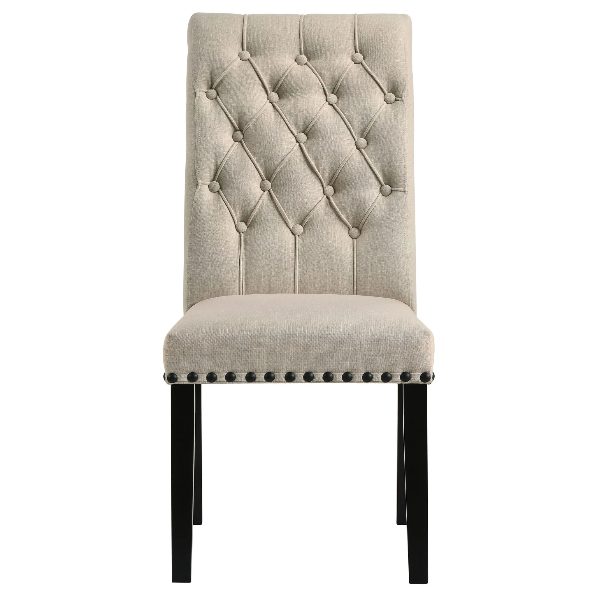 Alana Fabric Upholstered Dining Side Chair Beige (Set of 2) - Image 4