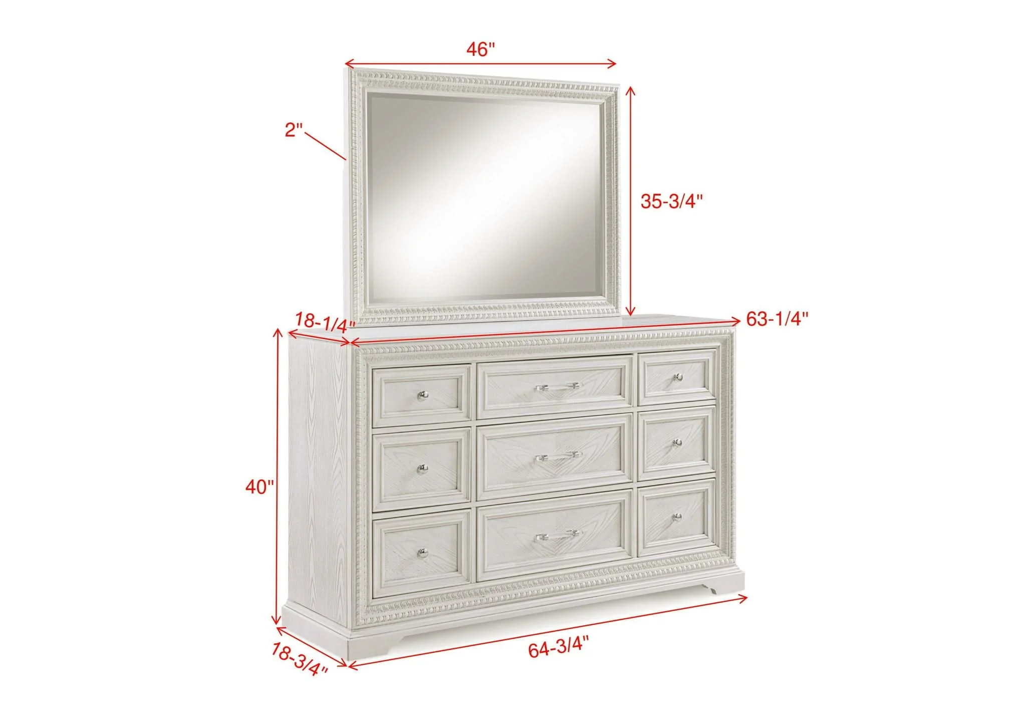 Alexandria - Bedroom Dresser - White - Image 4