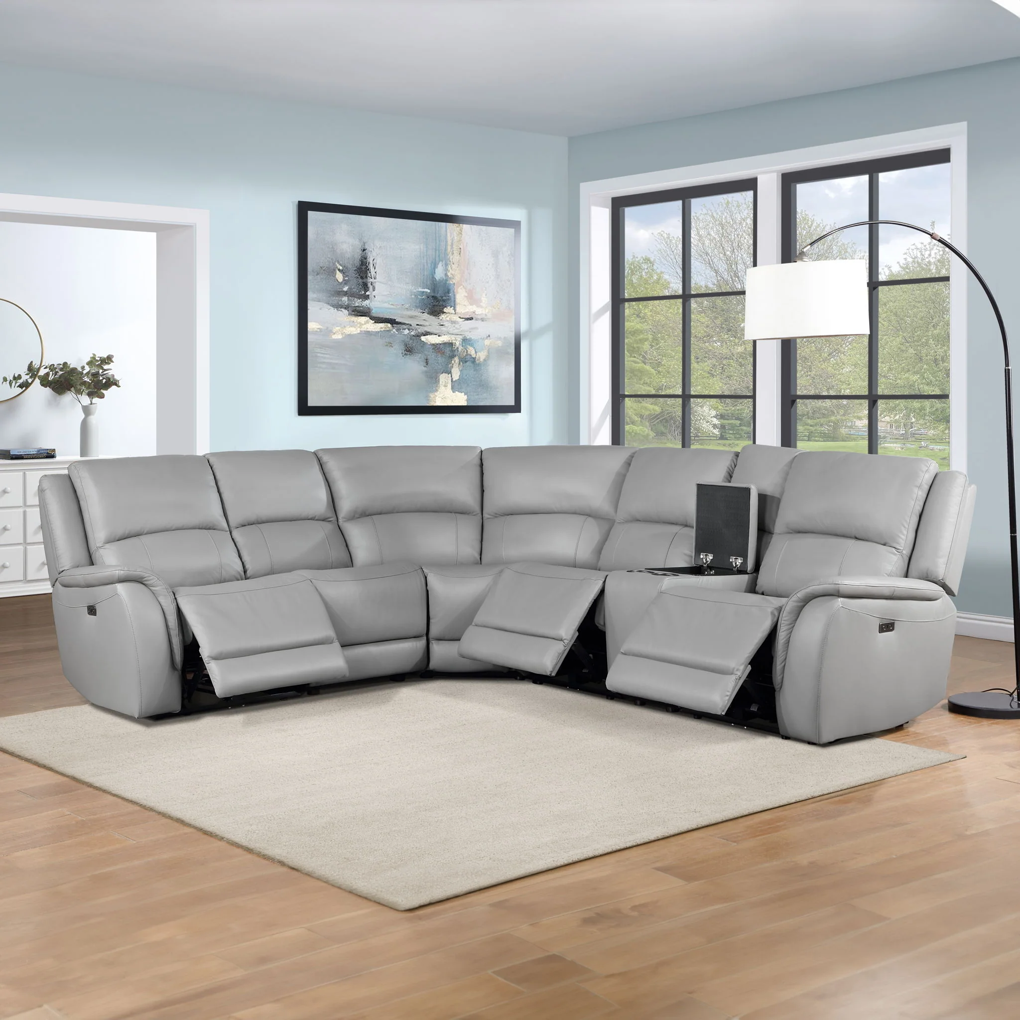 Alexandria - Leather Power Sectional - Image 8
