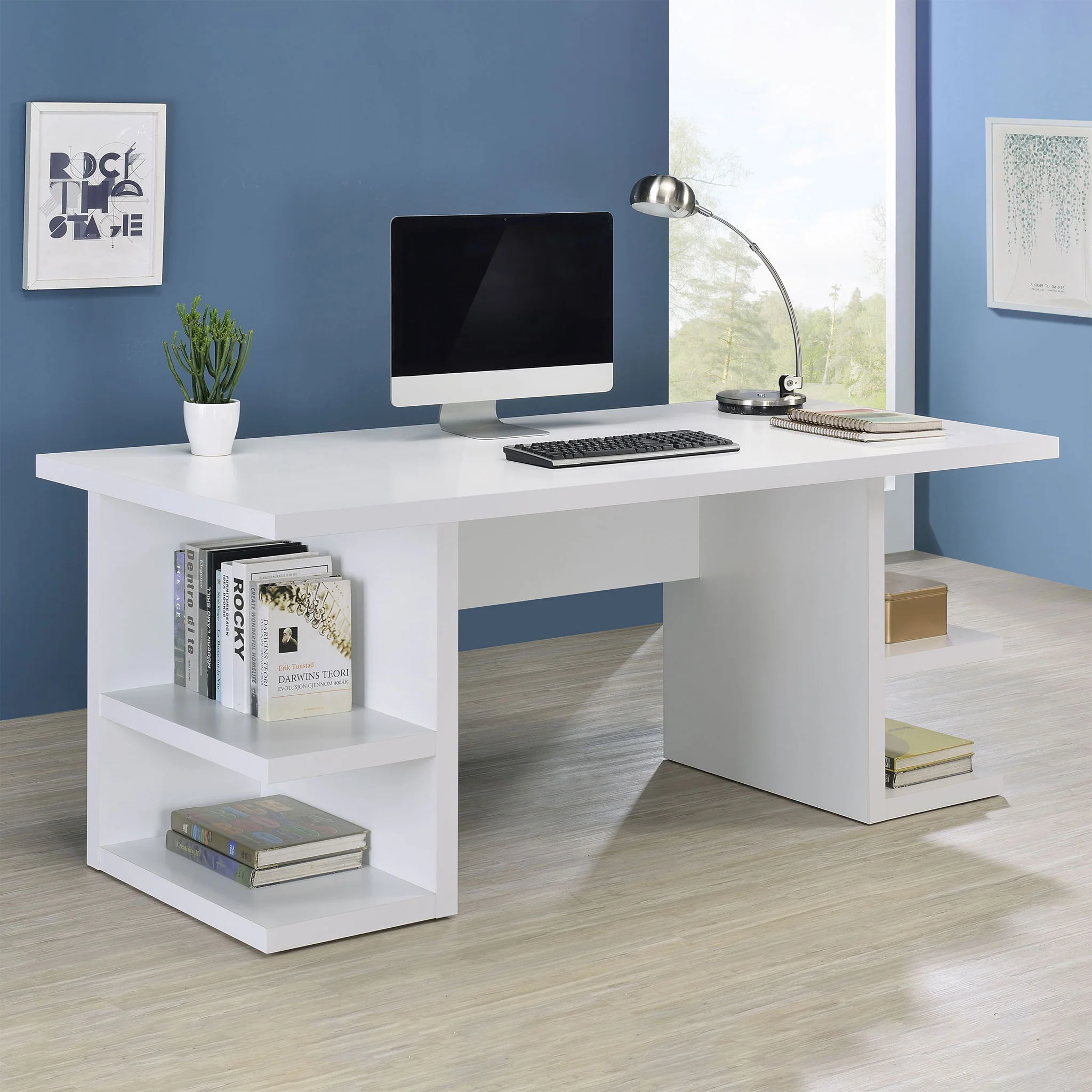 Alice 71-inch 4-shelf Engineered Wood Writing Desk White - Image 4