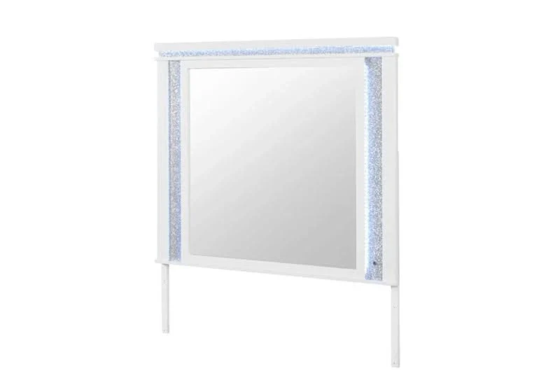Alina White Mirror with LED – Glam Frame with Lighted Border - Image 2