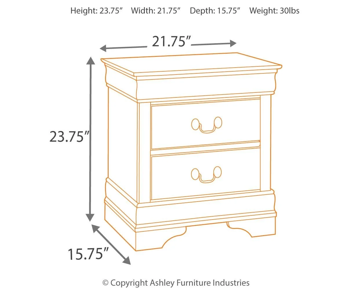 Alisdair - Two Drawer Night Stand - Reddish Brown - Image 2