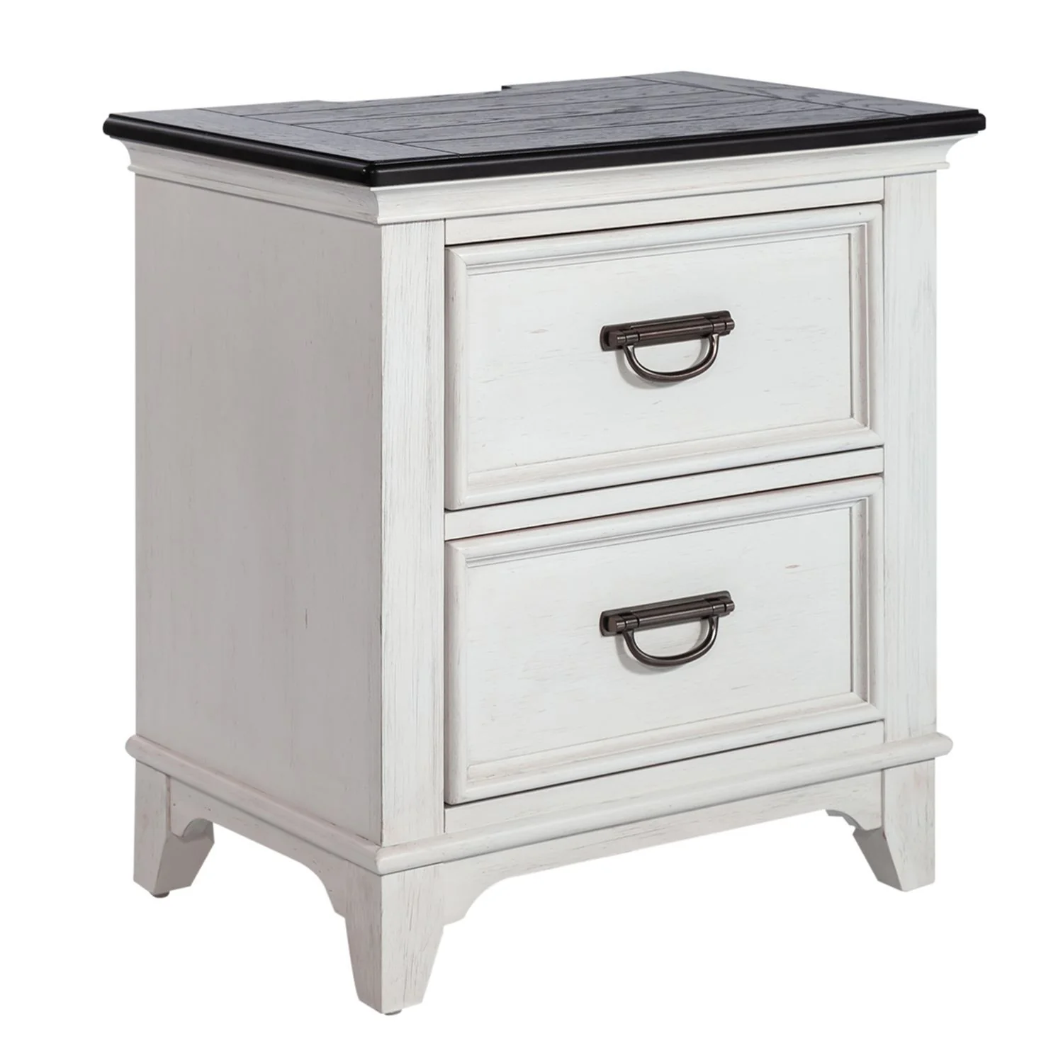 Allyson Park - 2 Drawer Nightstand With Charging Station - Wirebrushed White / Charcoal - Image 2