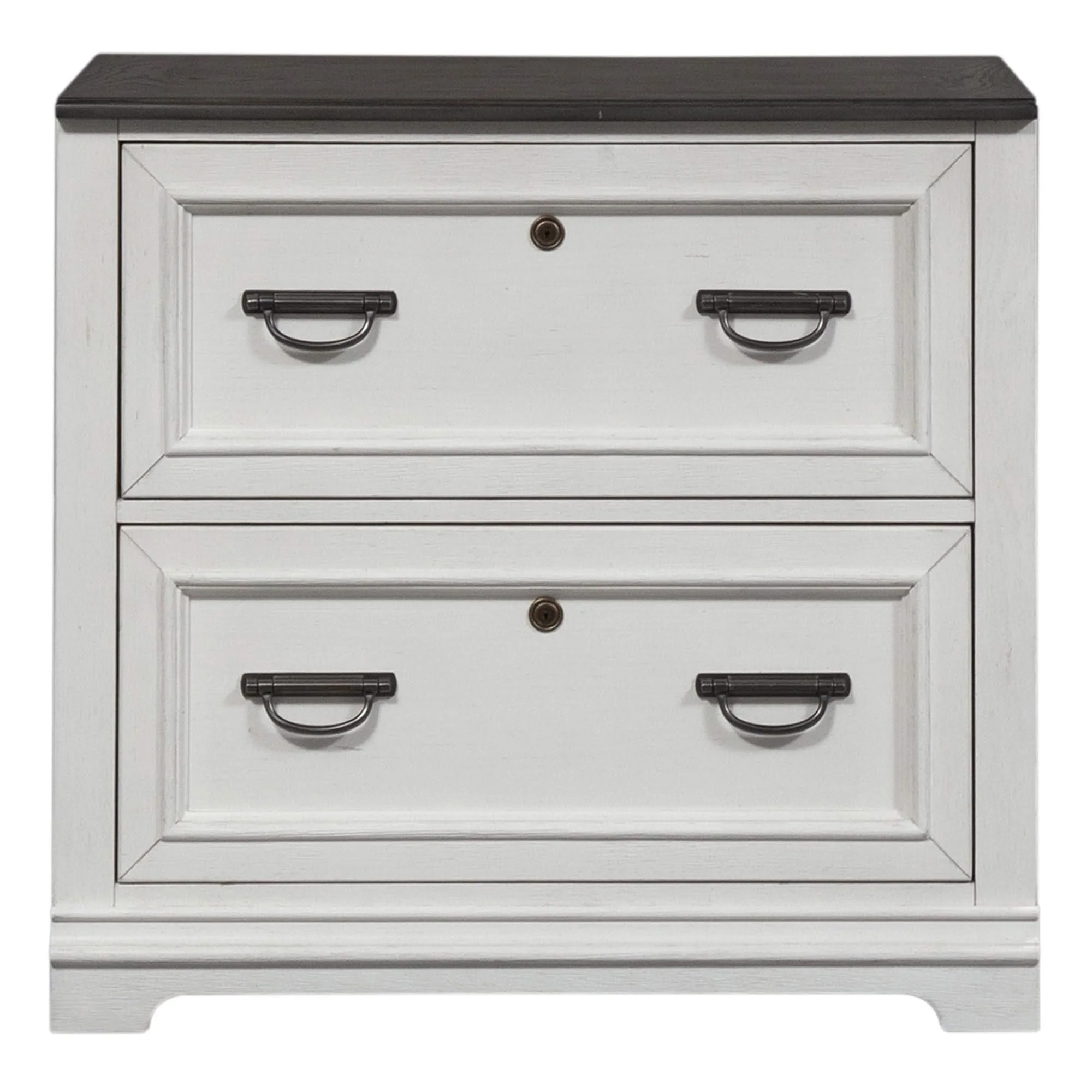 Allyson Park - Bunching Lateral File Cabinet - Wirebrushed White / Charcoal - Image 4