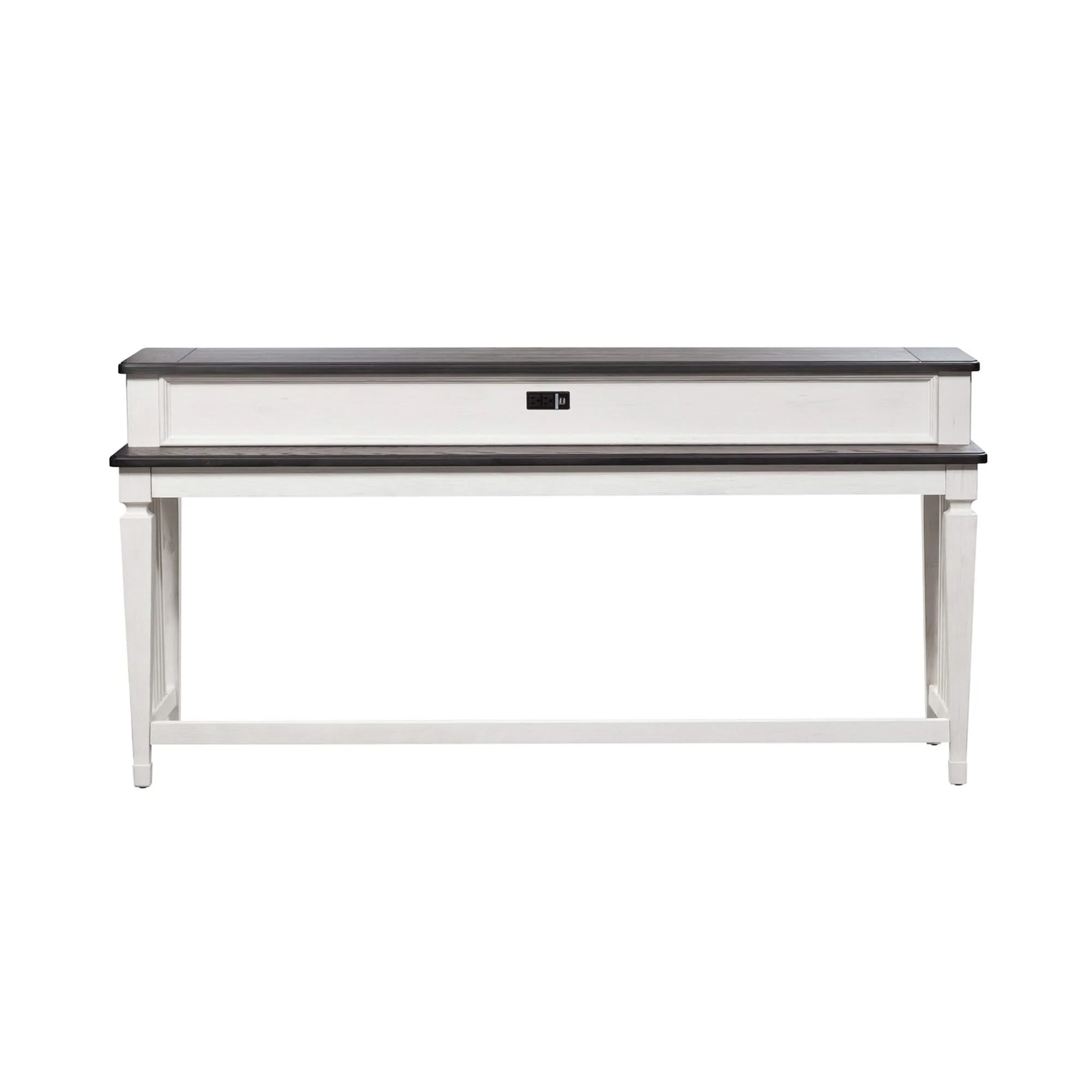 Allyson Park - Console Bar Table - Wirebrushed White / Charcoal - Image 2