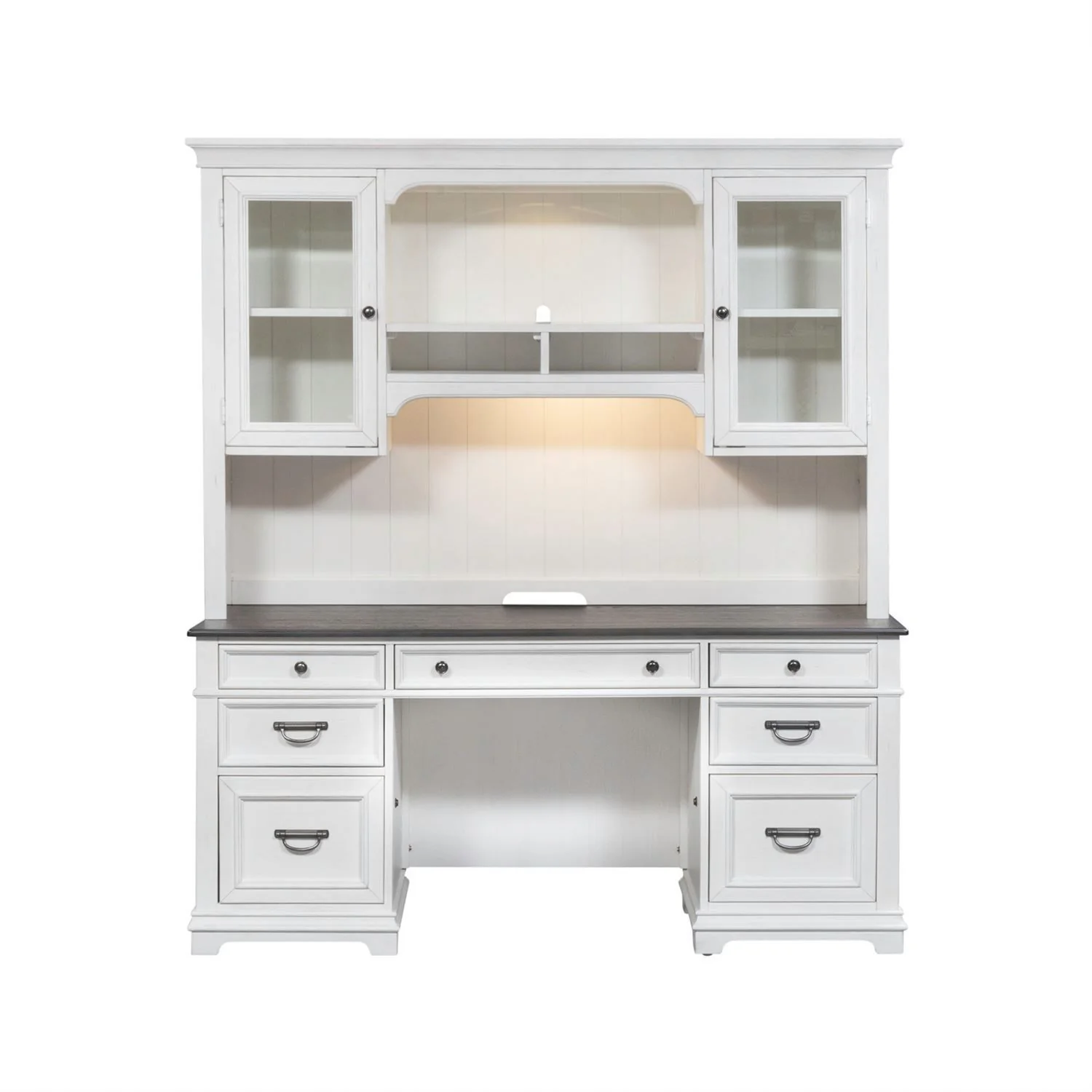 Allyson Park - Credenza & Hutch - Wirebrushed White / Charcoal - Image 4