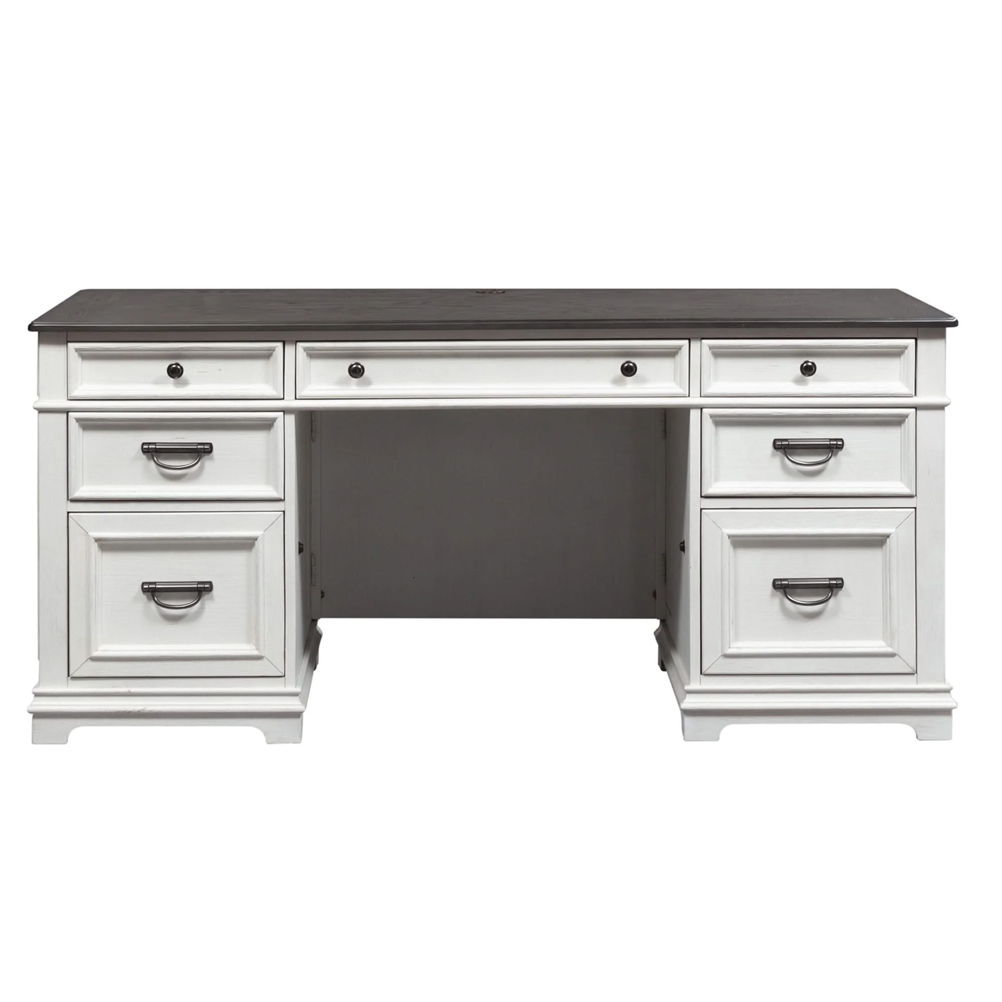 Allyson Park - Desk - Wirebrushed White / Charcoal - Image 4