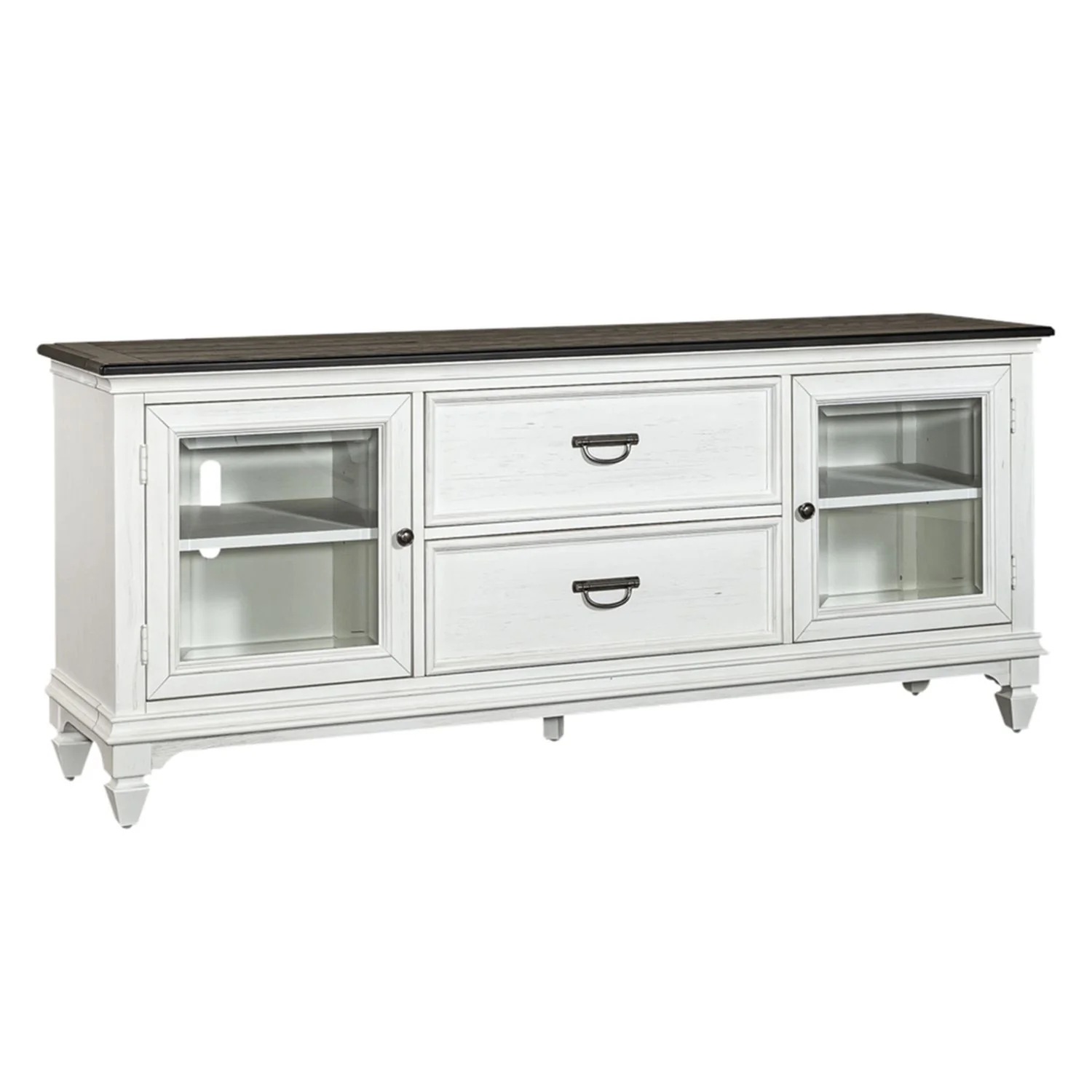 Allyson Park - Entertainment TV Stand - Wirebrushed White / Charcoal - Image 3