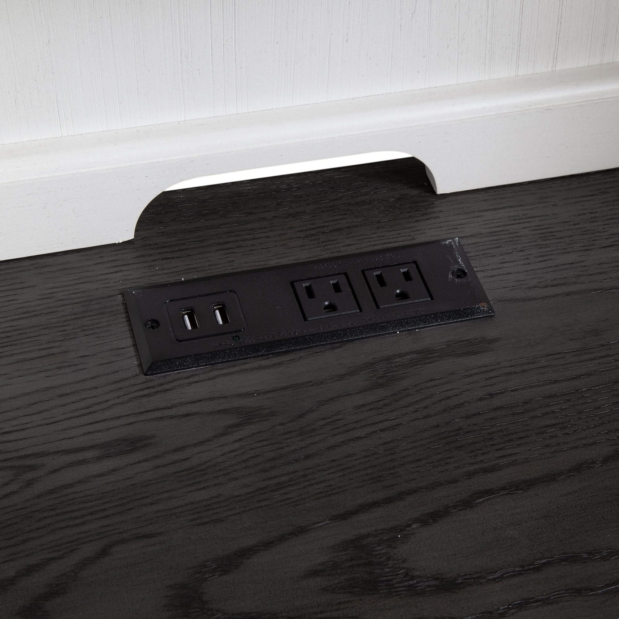 Allyson Park - L Shaped Desk With Hutch - Wirebrushed White / Charcoal - Image 3