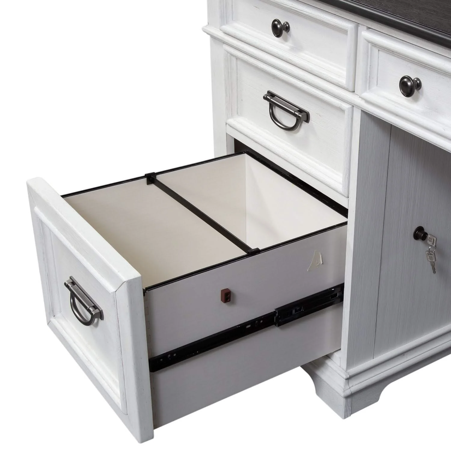 Allyson Park - Optional L Shaped Desk Set - Wirebrushed White / Charcoal - Image 2