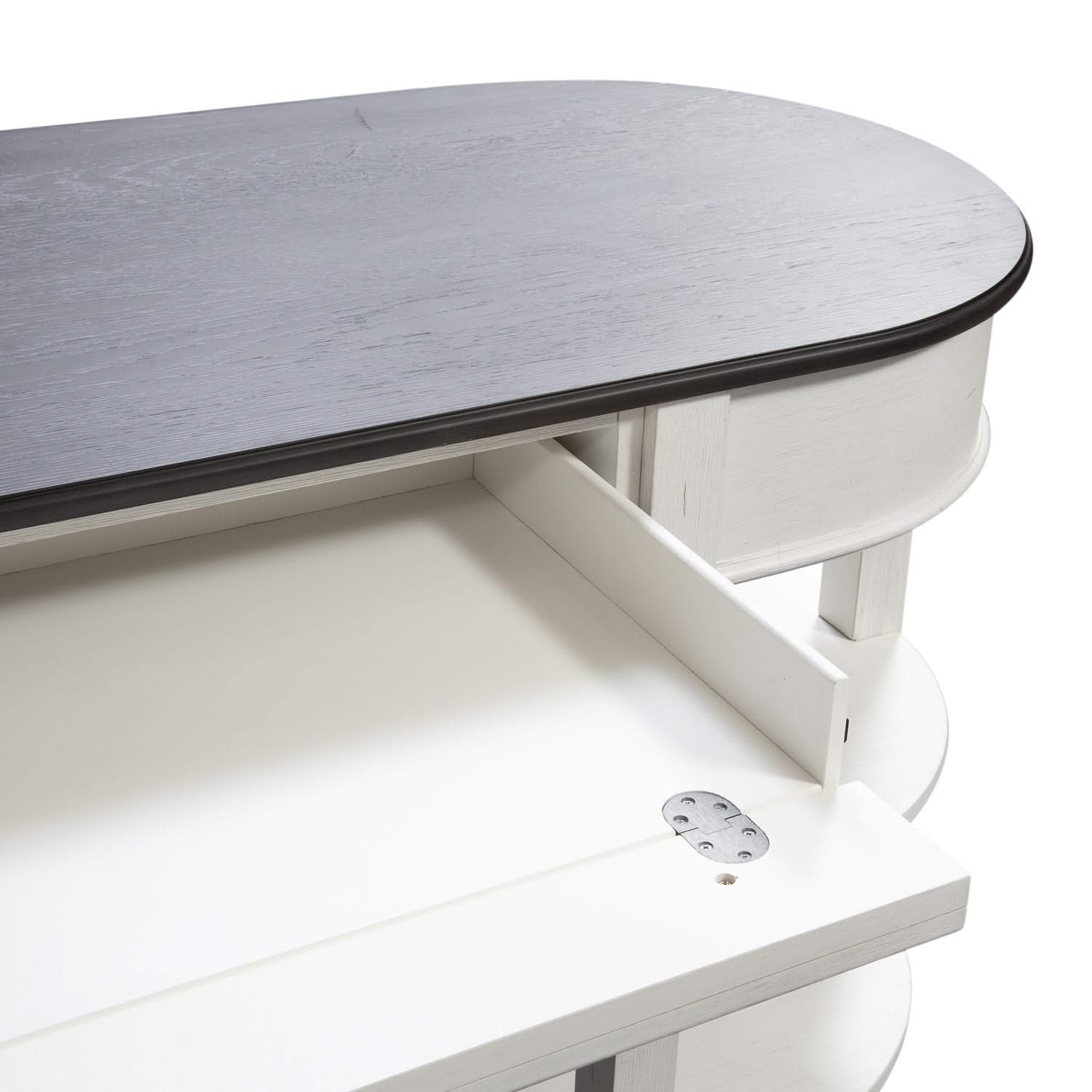 Allyson Park - Optional L Shaped Desk Set - Wirebrushed White / Charcoal - Image 4