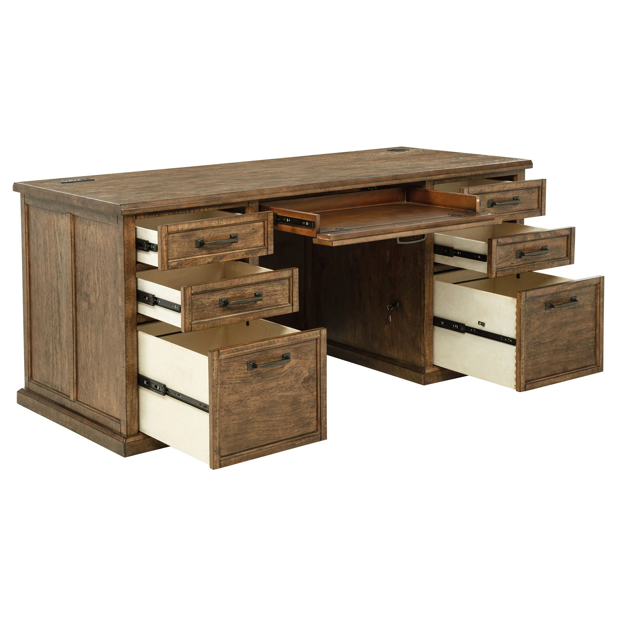 Altidore 68-inch 7-drawer Executive Home Office Desk Distressed Brown - Image 4