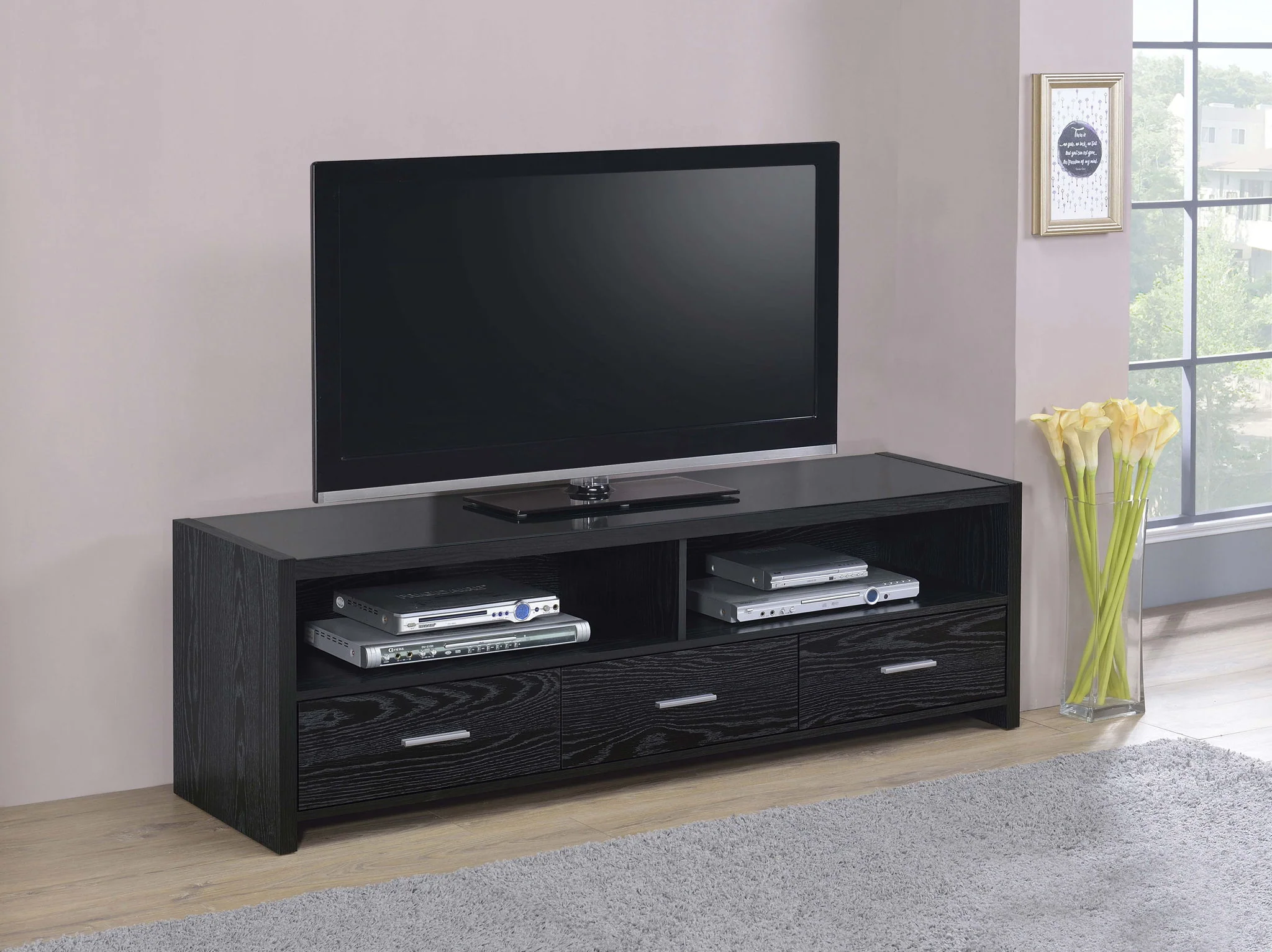 Alton 3-drawer Engineered Wood 61-inch TV Stand Black Oak - Image 4