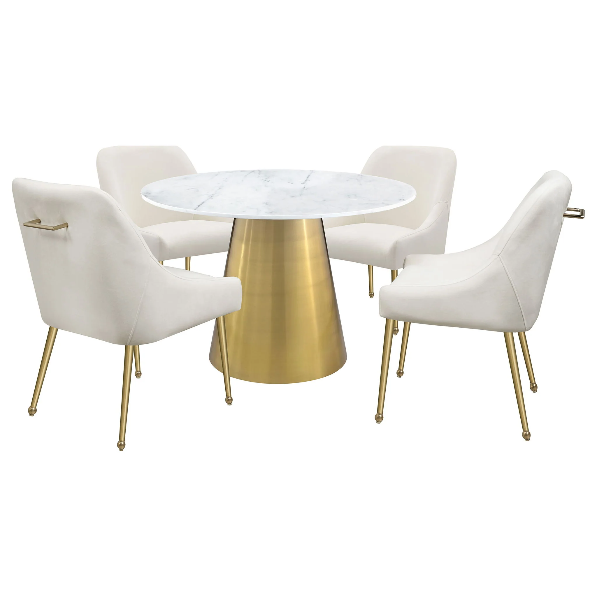 Ambrose Round 50-inch Marble Top Dining Table Brushed Gold - Image 3