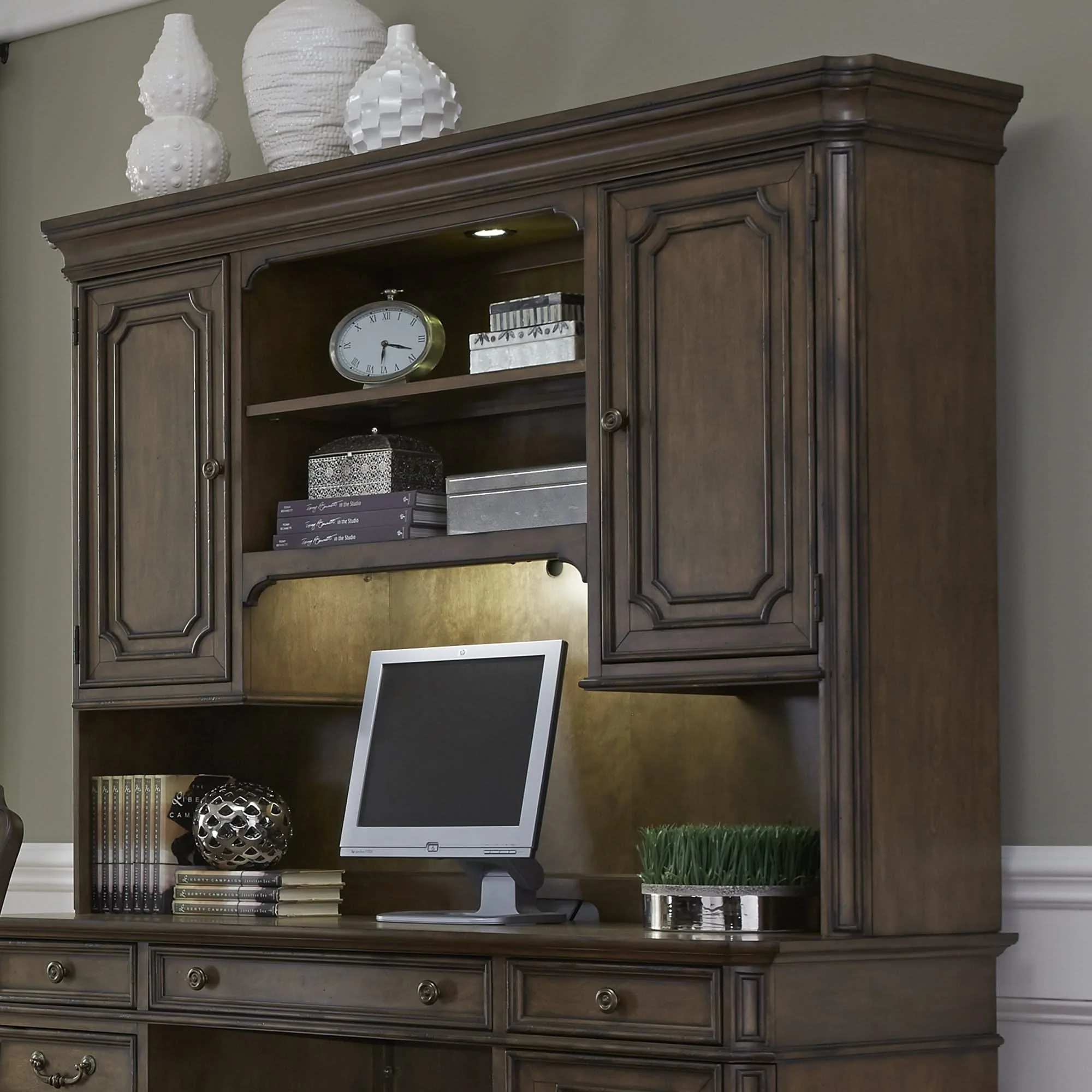 Amelia - Jr Executive Credenza Hutch - Antique Toffee - Image 2