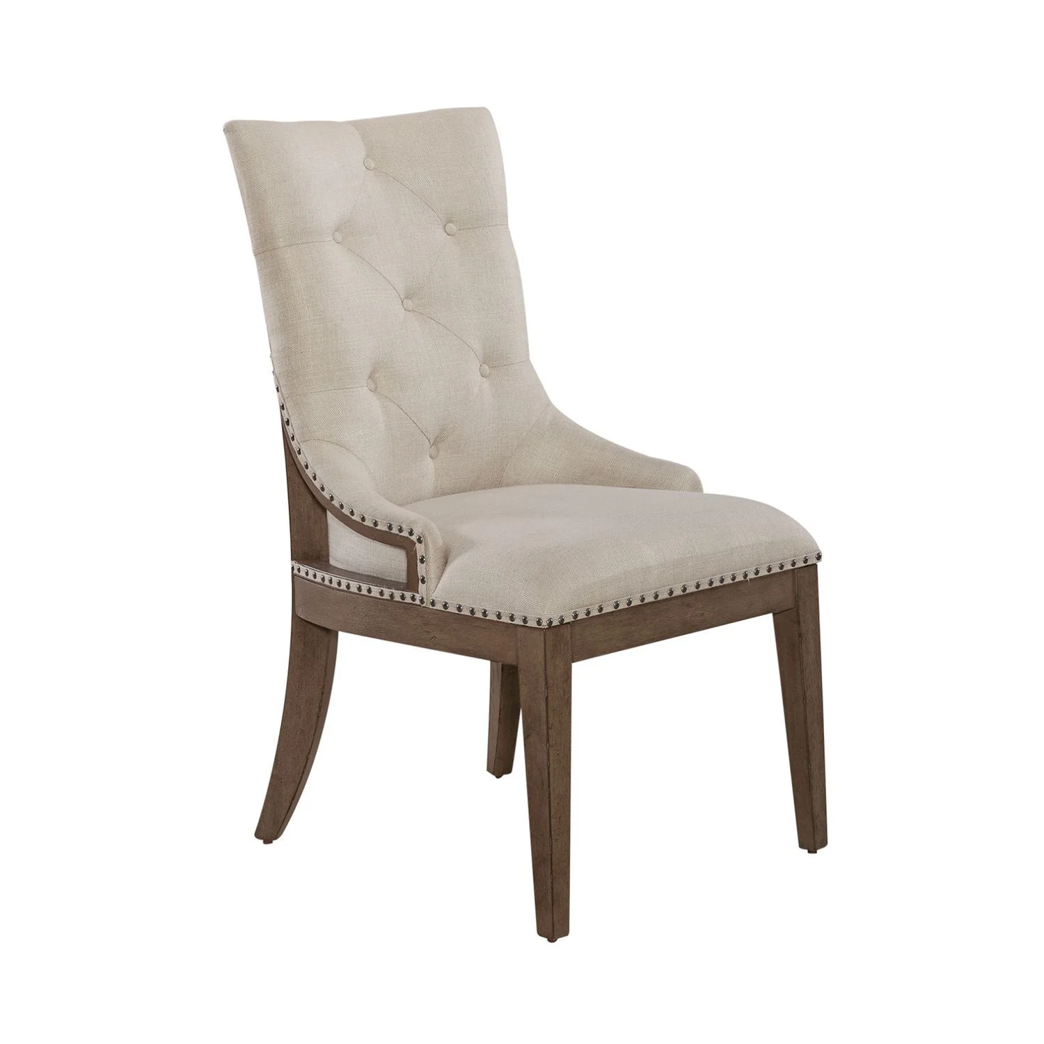 Americana Farmhouse - 5 Piece Pedestal Table Set (Upholstered Shelter Side Chairs) - Dusty Taupe - Image 4