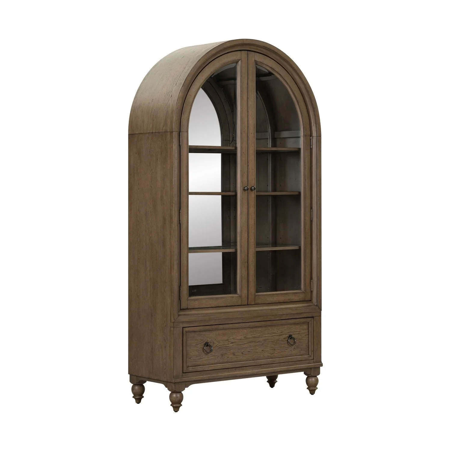Americana Farmhouse - Arched Display Cabinet - Dusty Taupe - Image 4
