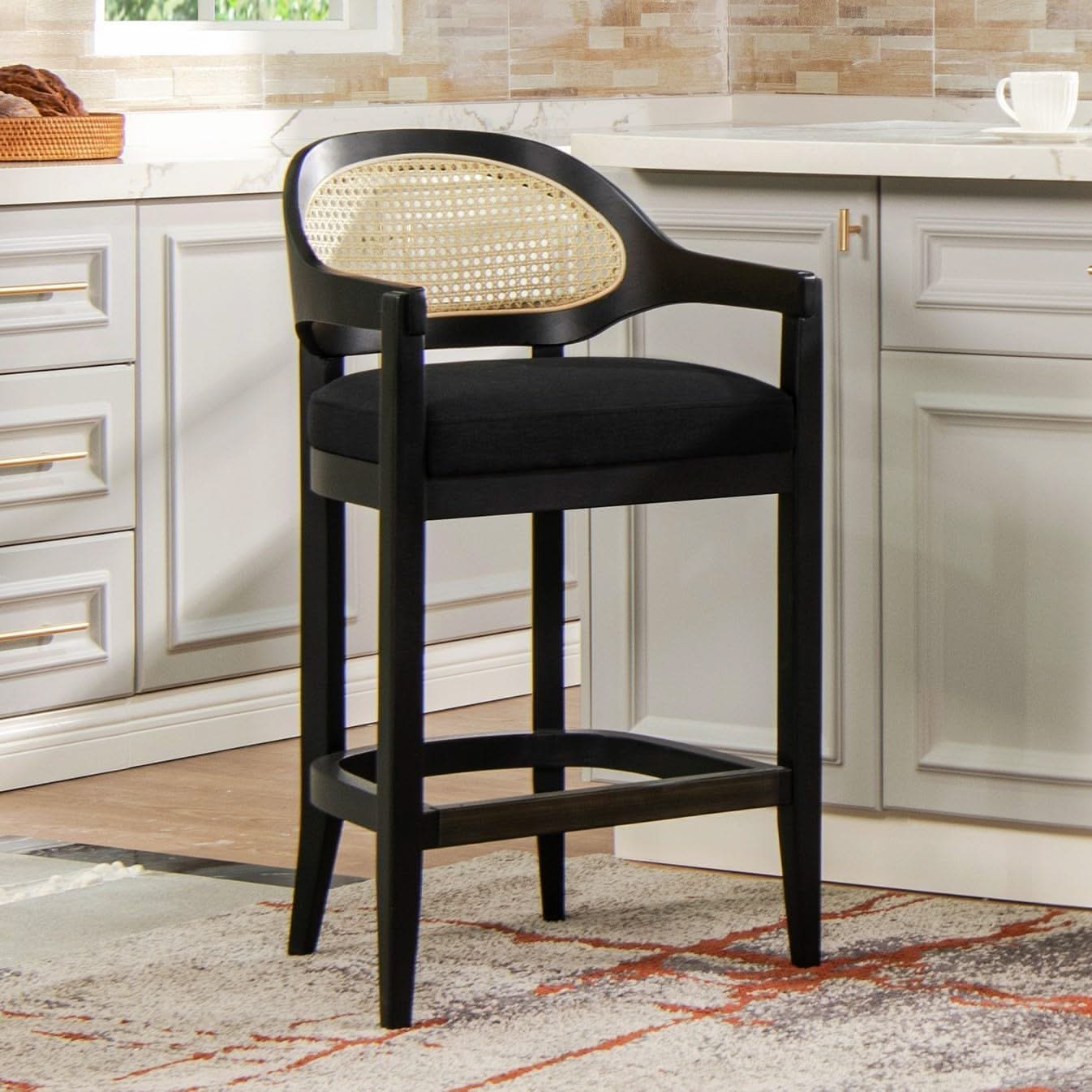 Americana - Mid-Century Modern Cane Back Counter Stool - Image 2