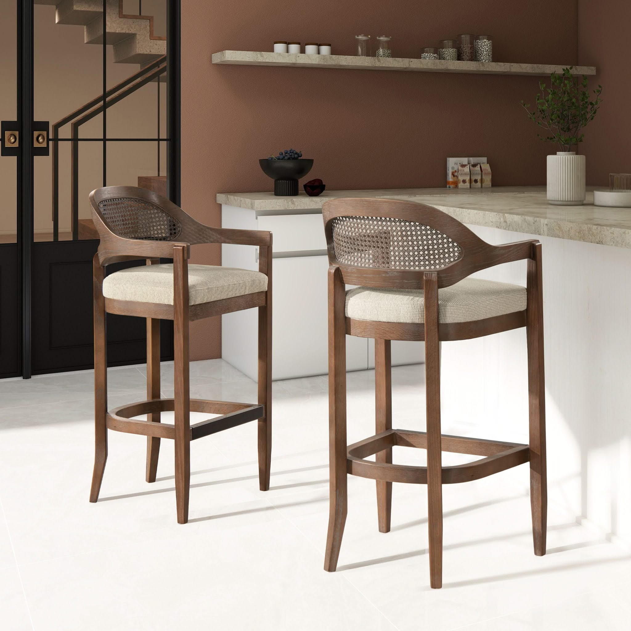 Americana - Mid-Century Modern Cane Back Counter Stool - Image 4