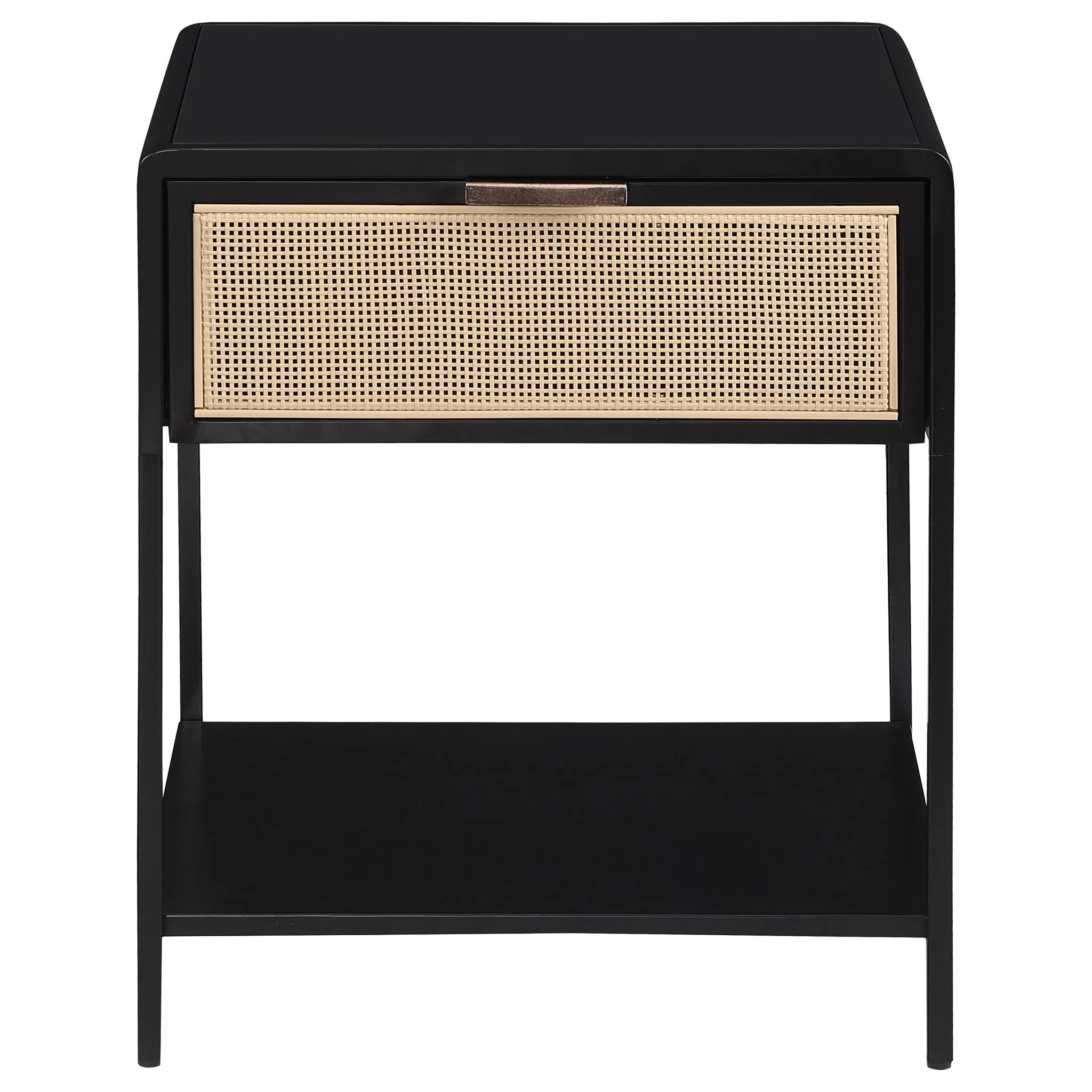 Amherst 1-drawer Radio Weave Cane Metal Bedside Table Black - Image 4