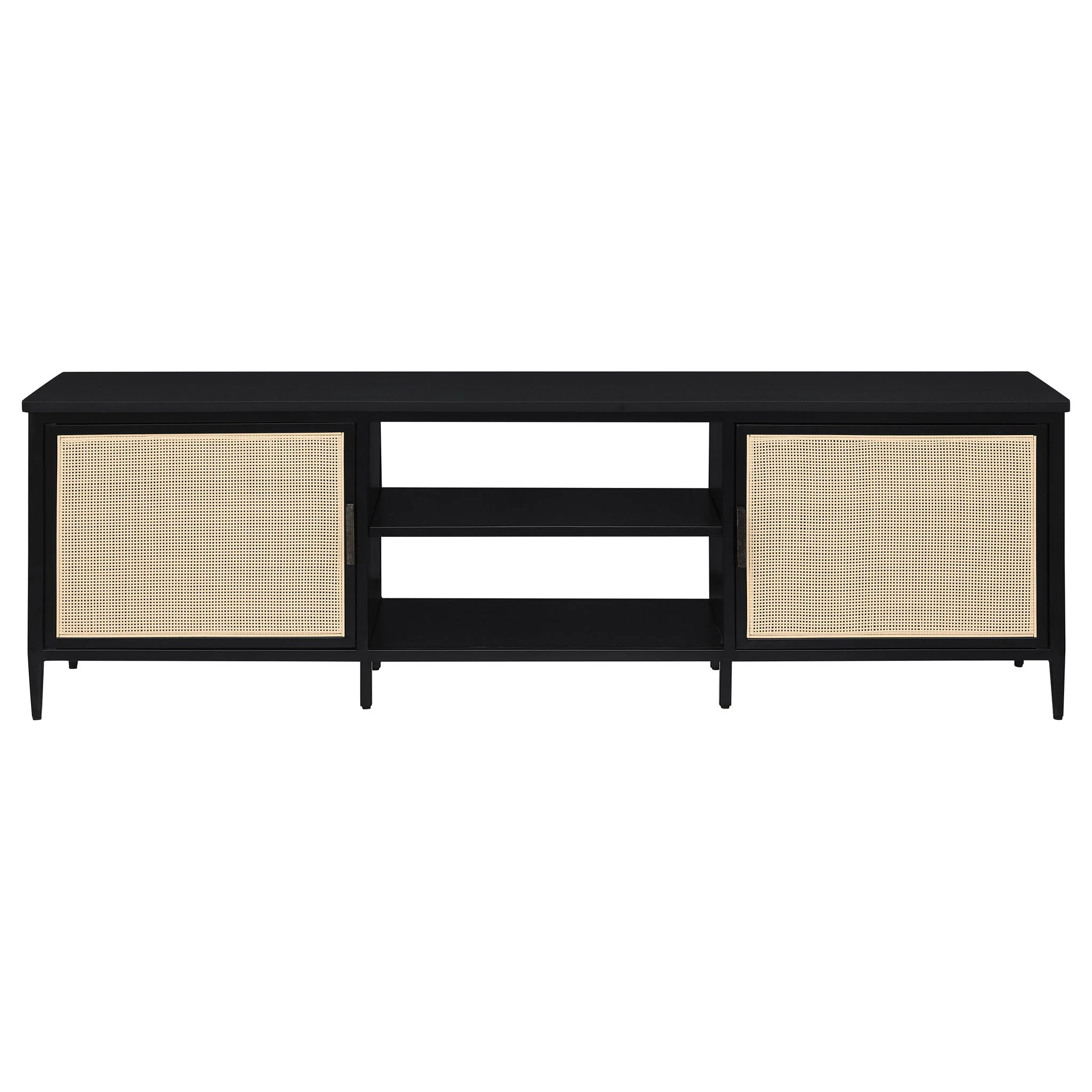 Amherst 2-door 70-inch Metal TV Stand Media Console Black - Image 3