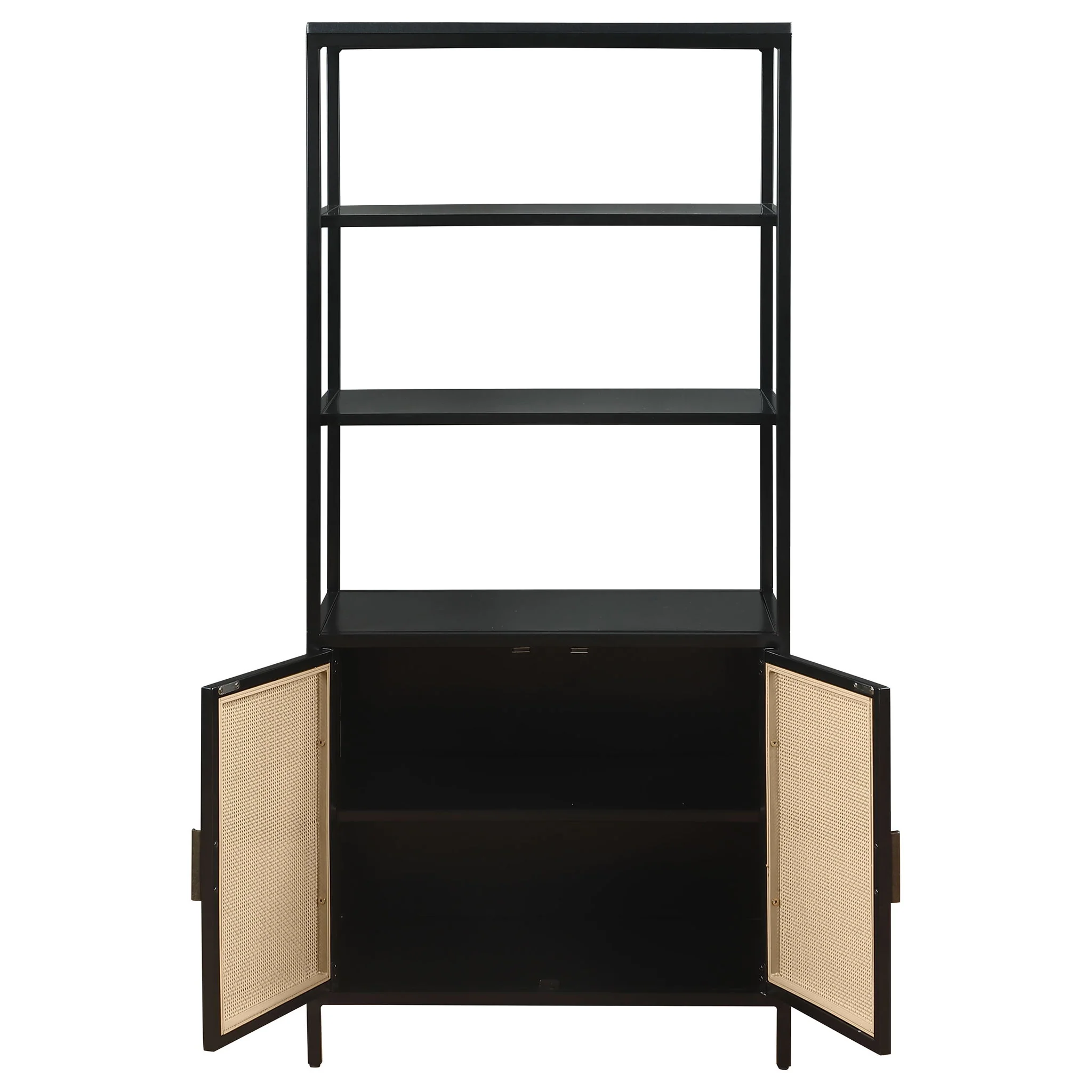 Amherst 3-shelf Radio Weave Cane Metal Accent Cabinet Black - Image 3