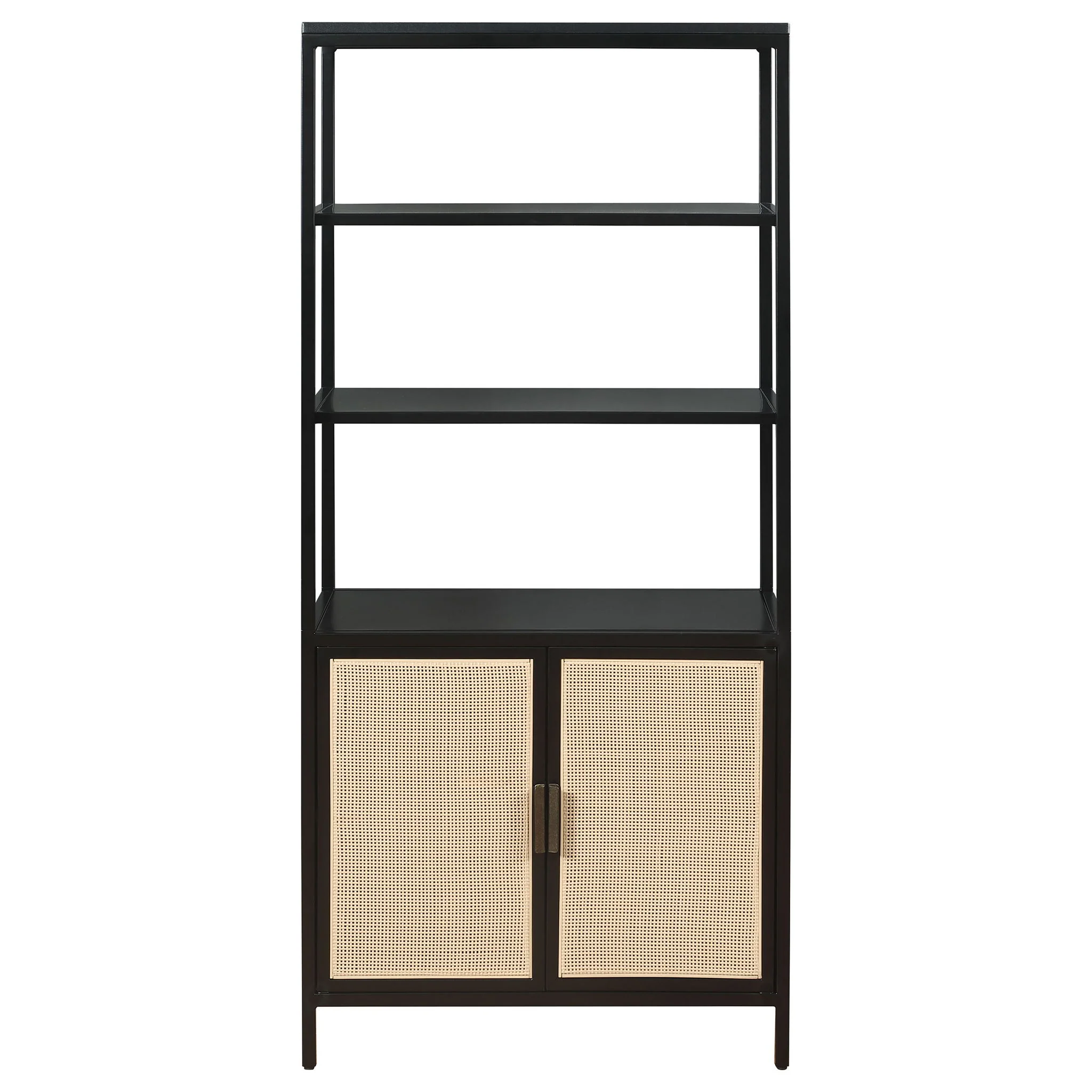 Amherst 3-shelf Radio Weave Cane Metal Accent Cabinet Black - Image 4