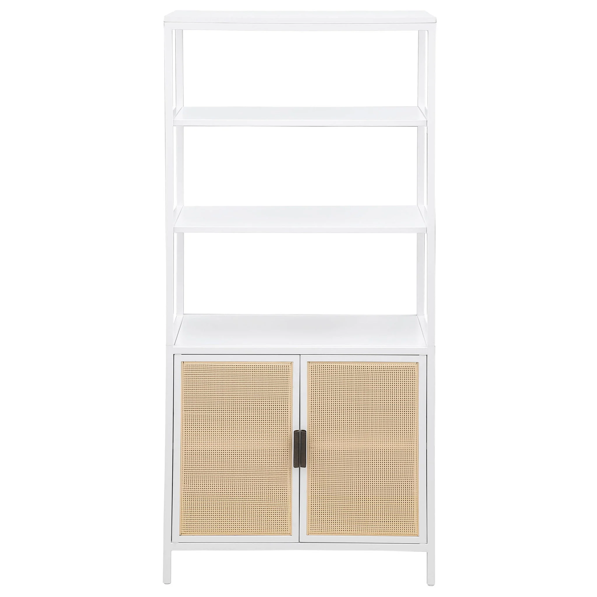 Amherst 3-shelf Radio Weave Cane Metal Accent Cabinet White - Image 3