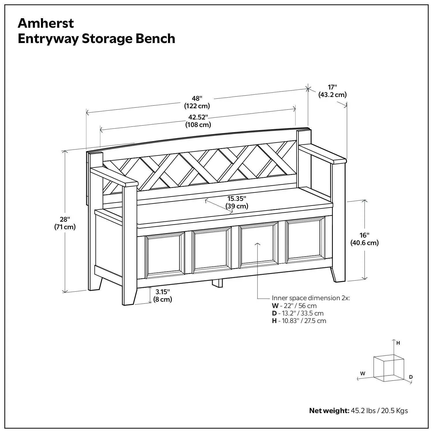 Amherst - Handcrafted Entryway Storage Bench - Image 33