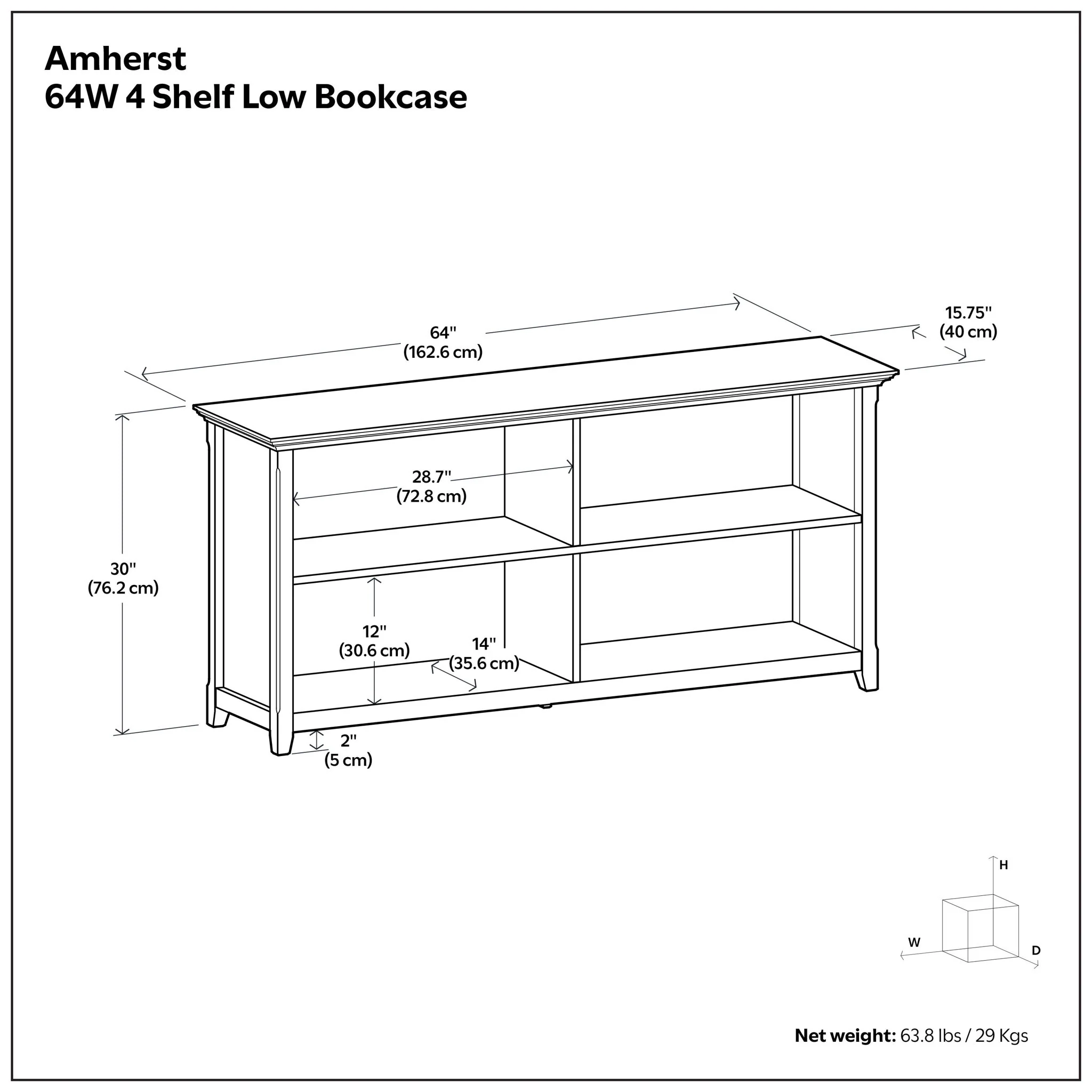 Amherst - Low 4 Shelf Bookcase - Image 4