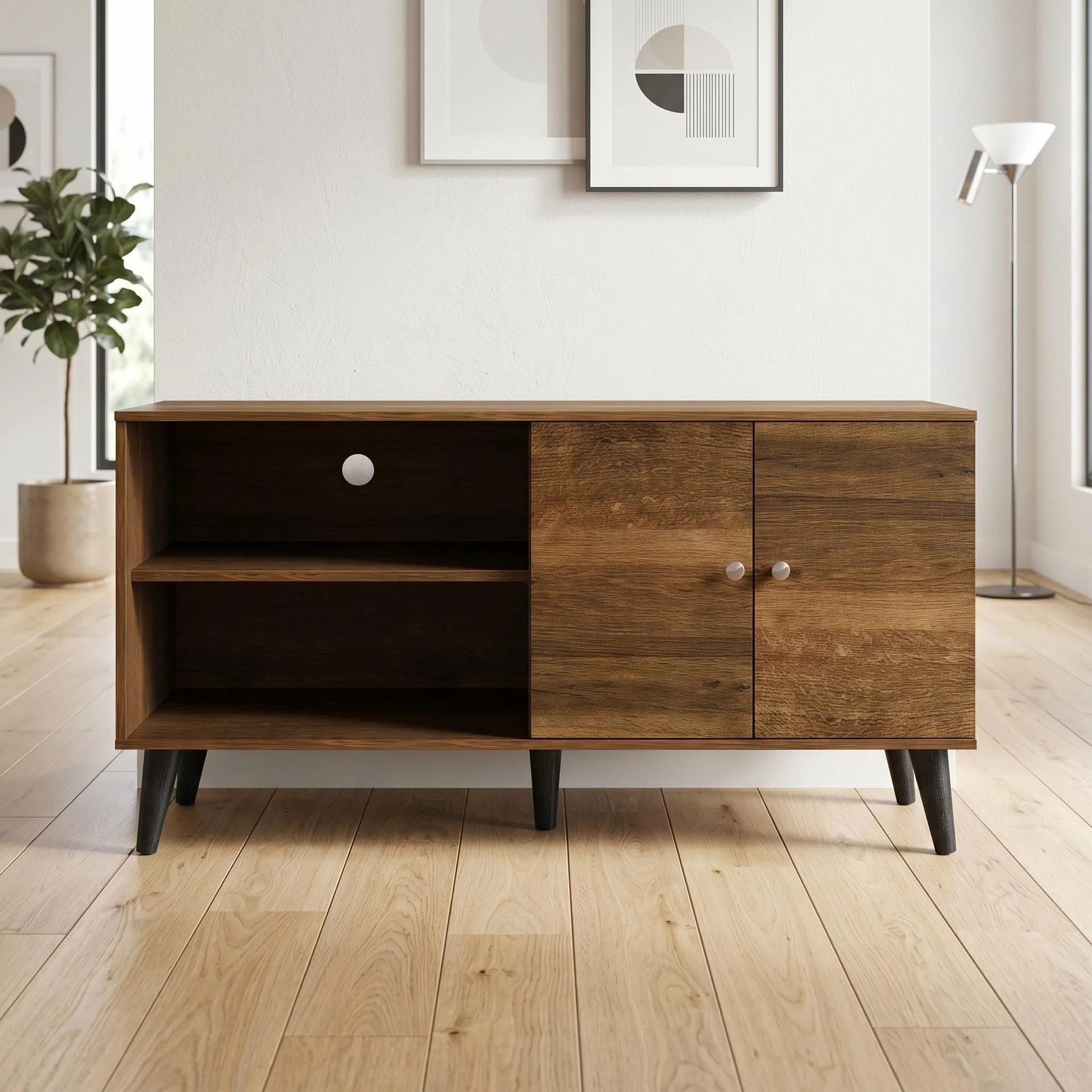 Amidon - TV Stand, With 2 Storage Shelves And 1 Cabinet - Image 5
