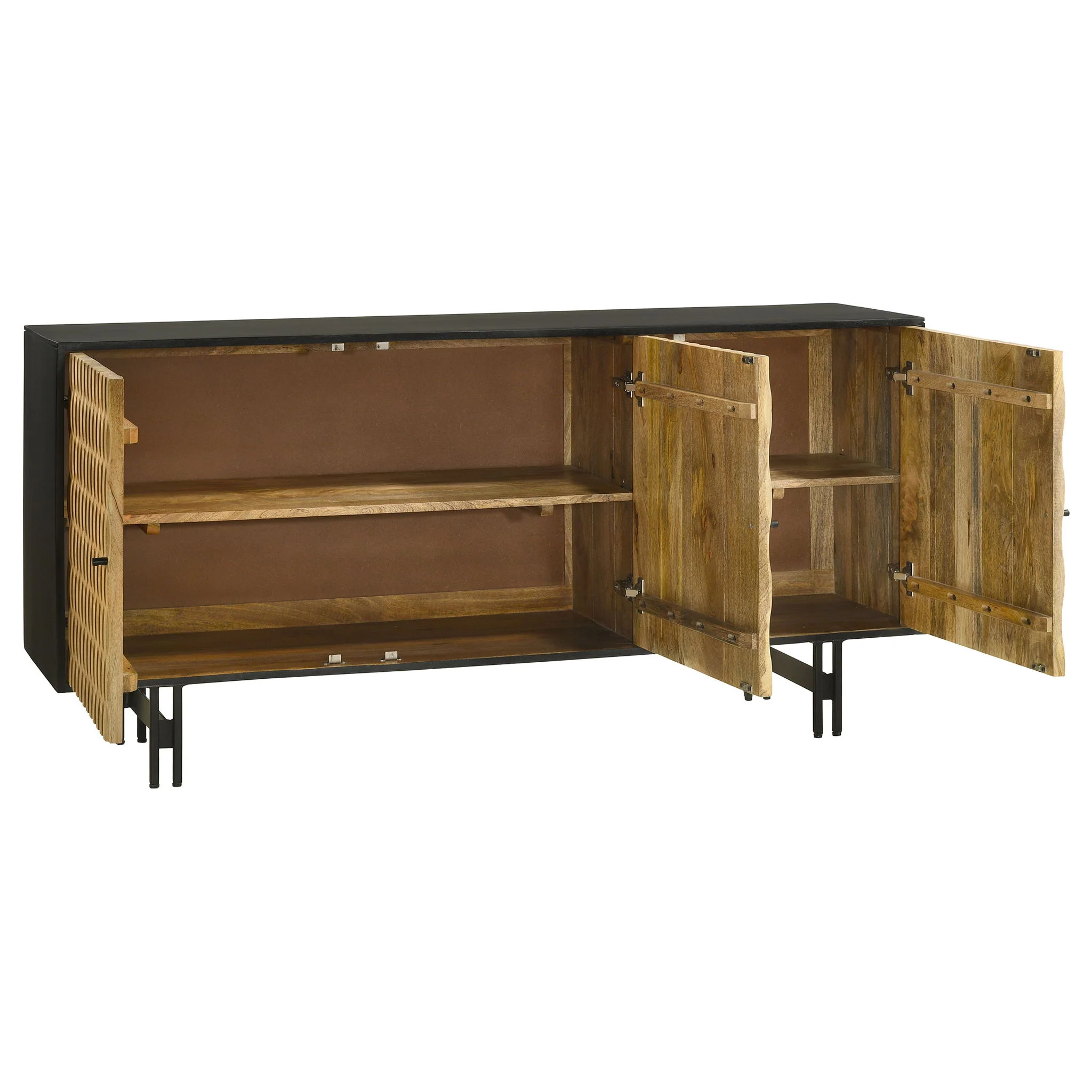 Aminah 3-door Wood Accent Cabinet Natural and Black - Image 2