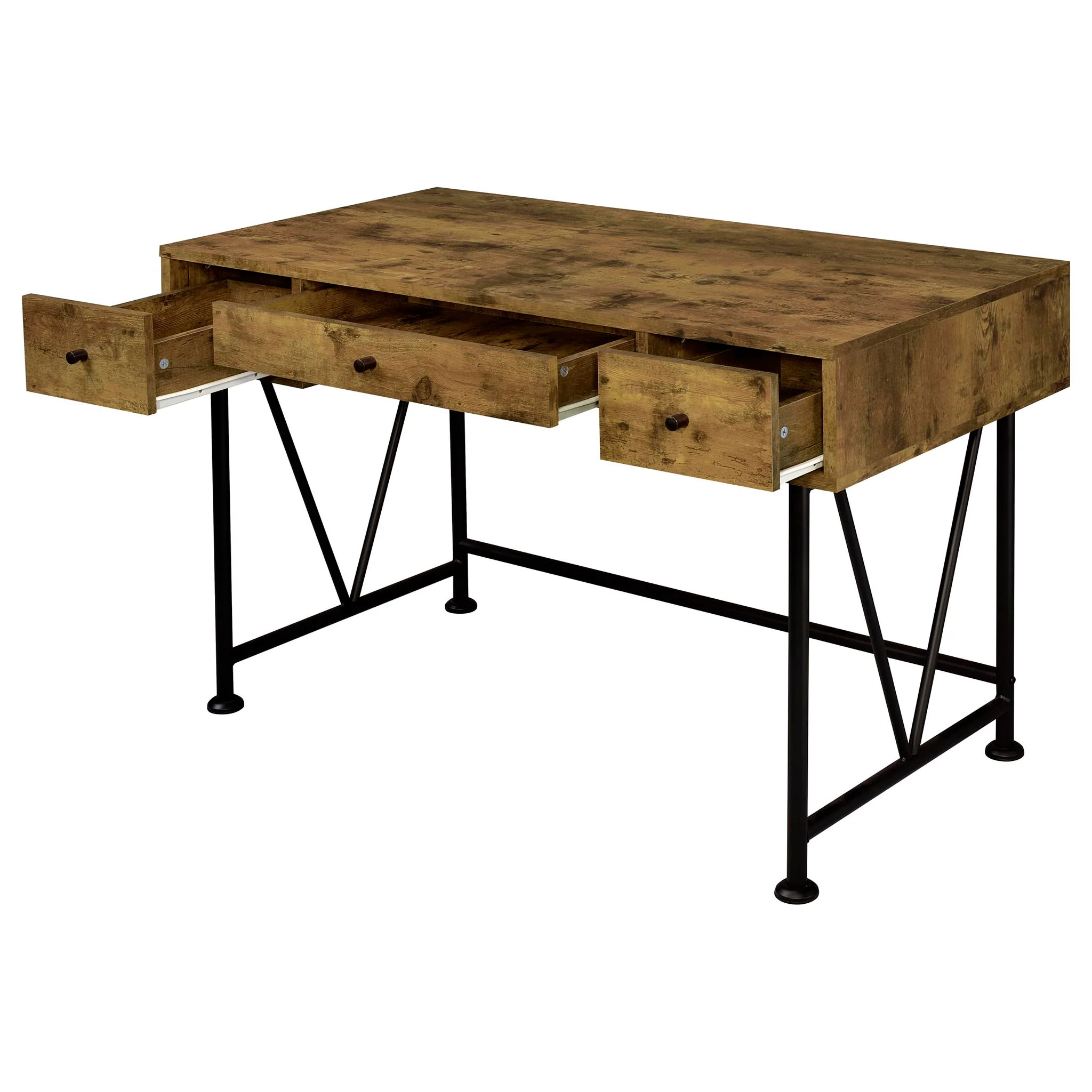 Analiese 47-inch 3-drawer Writing Desk Rustic Nutmeg - Image 3