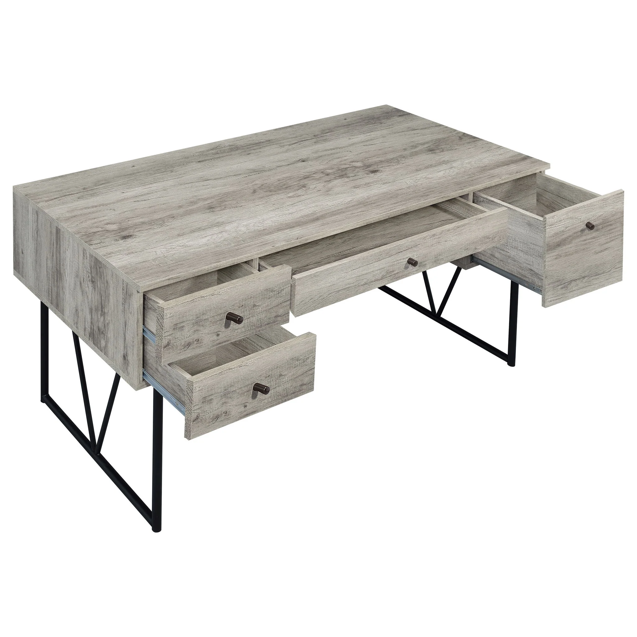 Analiese 63-inch 4-drawer Writing Desk Grey Driftwood - Image 2
