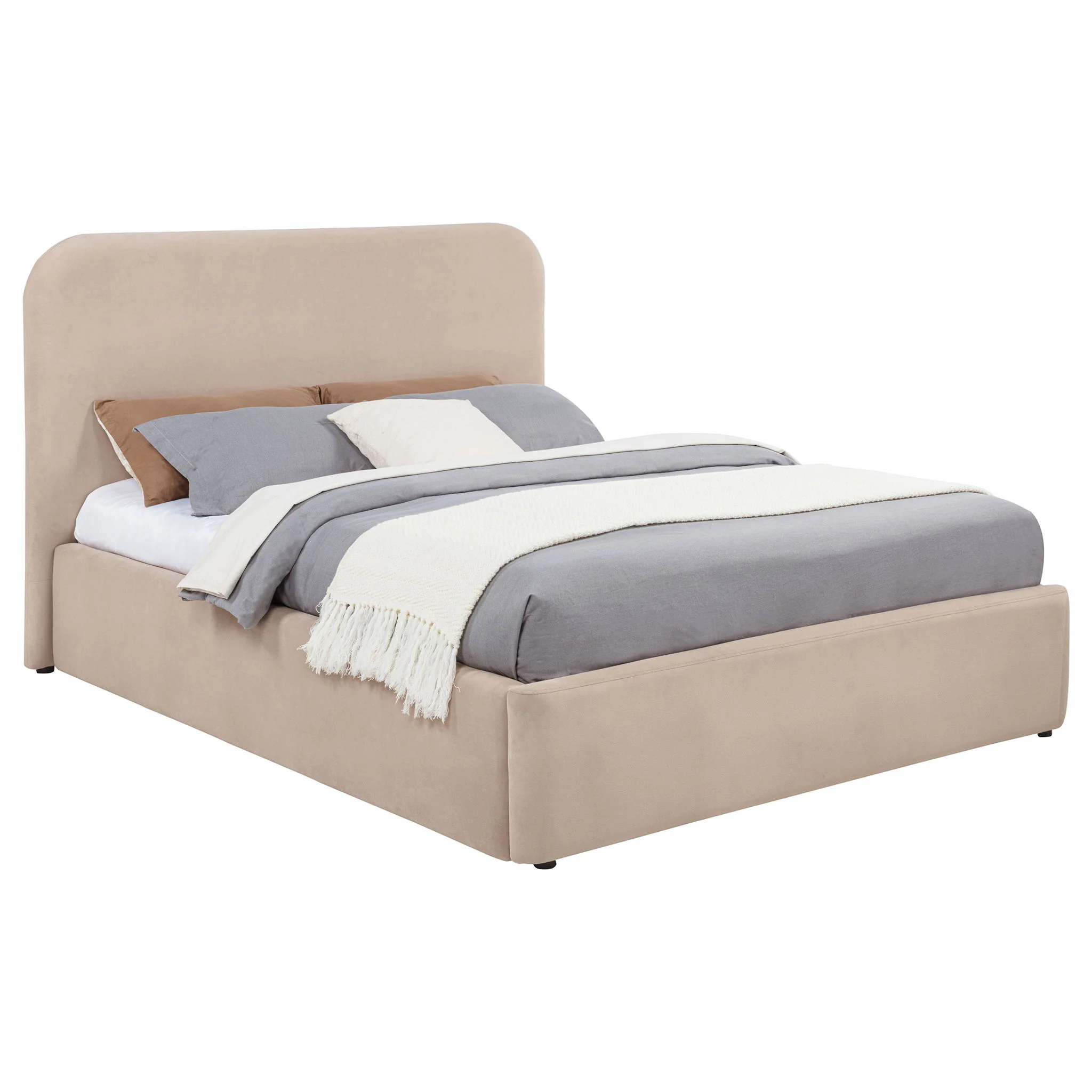 Anders Upholstered Eastern King Storage Lift Platform Bed Beige - Image 2