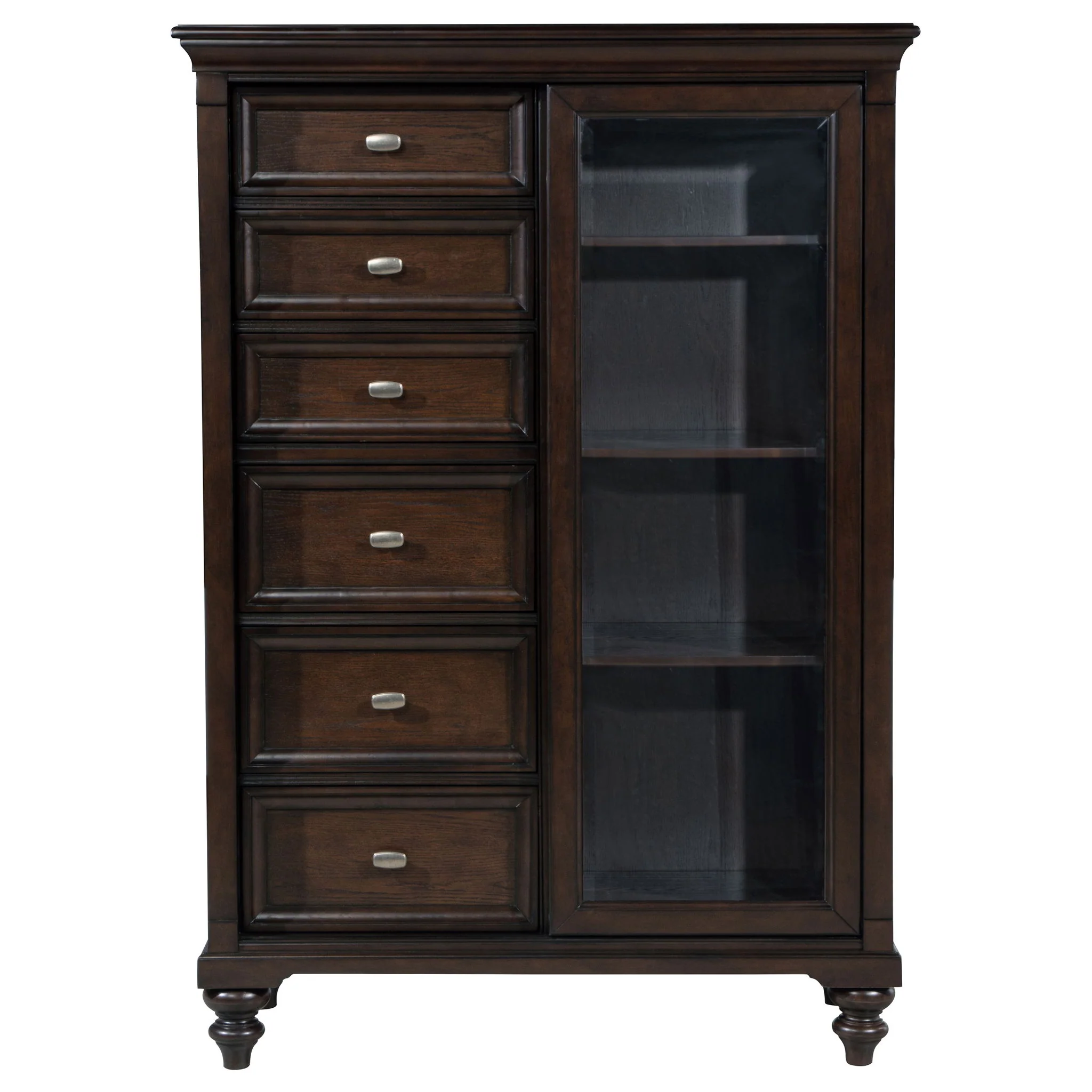 Andover 6-drawer Tempered Glass Door Chest Dark Oak - Image 4