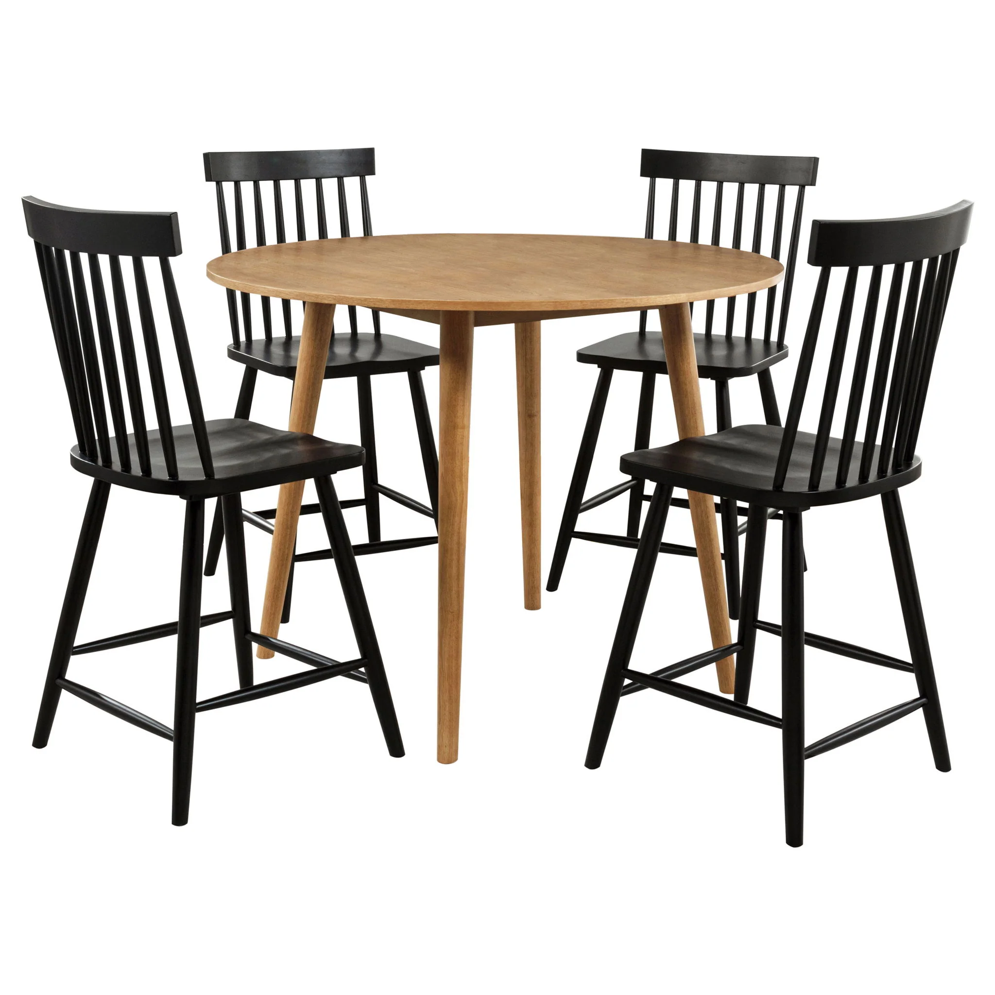 Andrews 5-piece Round Counter Dining Set Light Ash and Black - Image 2