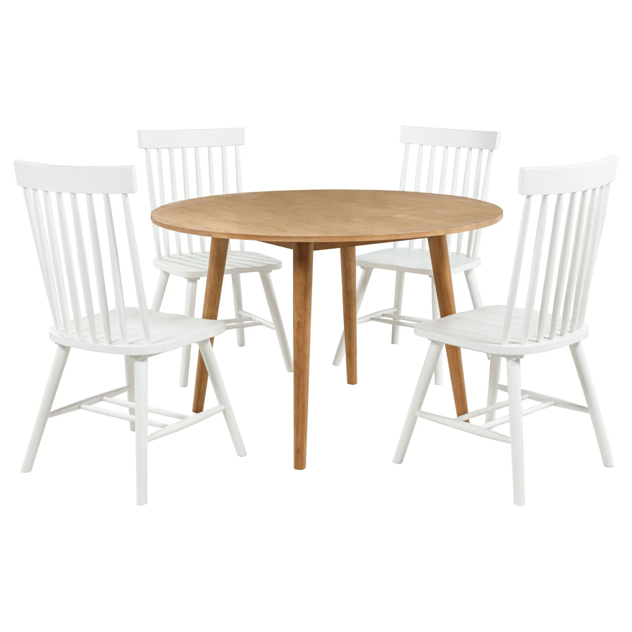 Andrews 5-piece Round Dining Table Set Light Ash and White - Image 2