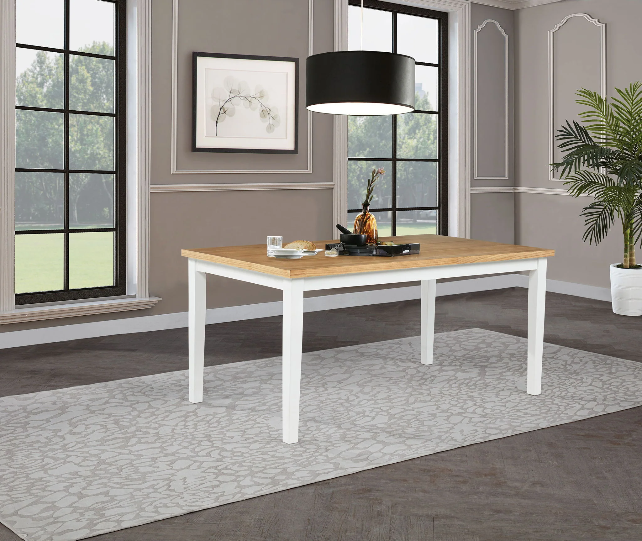 Andrews 66-inch Rectangular Dining Table Light Ash and White - Image 2