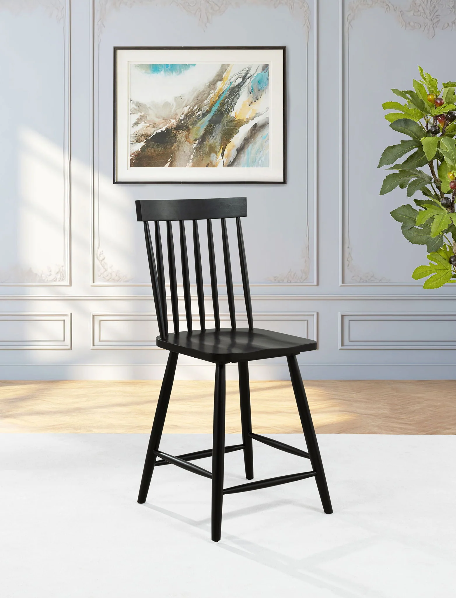 Andrews Windsor Counter Height Dining Side Chair Black (Set of 2) - Image 2