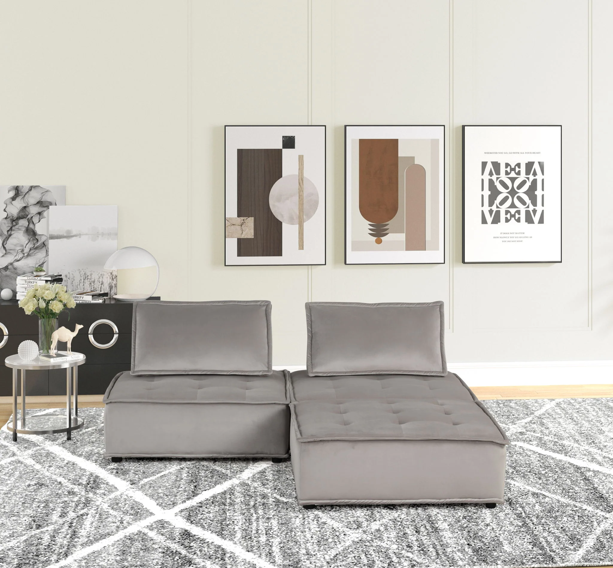 Anna - Stylish Sectional Sofa Ottoman - Image 9