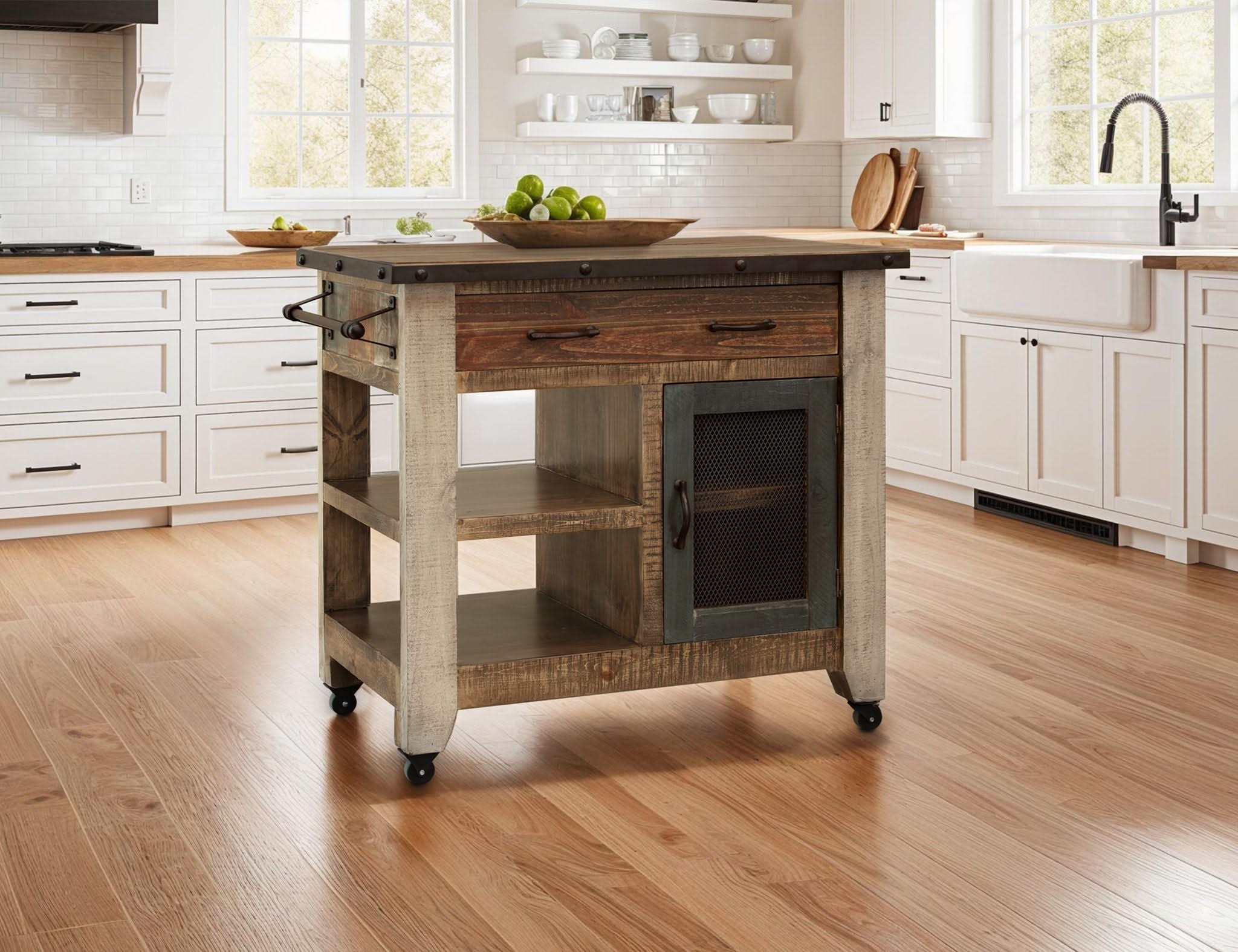 Antique - Kitchen Island With 1 Drawer - Multicolor - Image 4