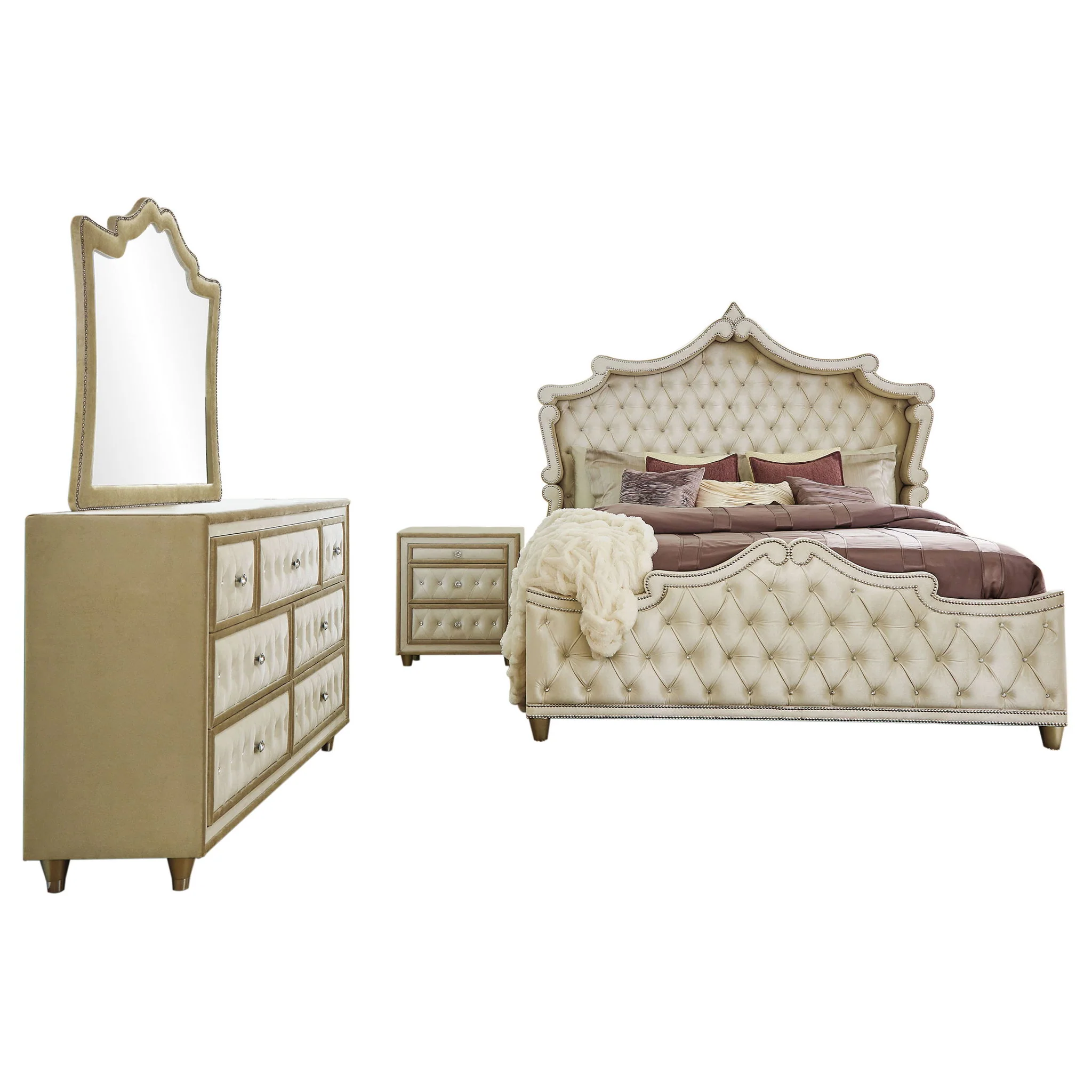 Antonella 4-piece Eastern King Bedroom Set Ivory - Image 3